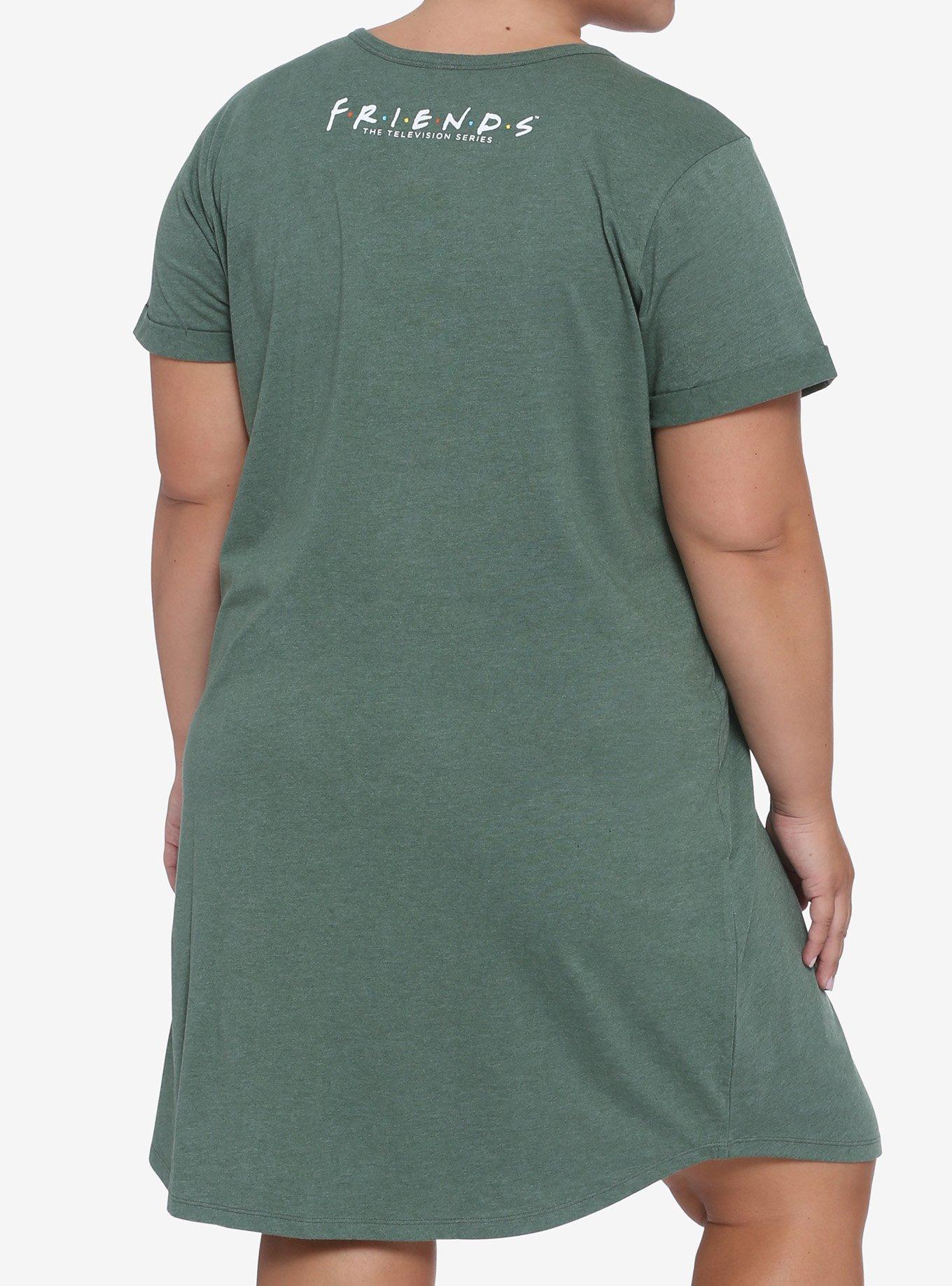 Friends Central Perk T-Shirt Dress Plus Size, GREEN HEATHER, alternate