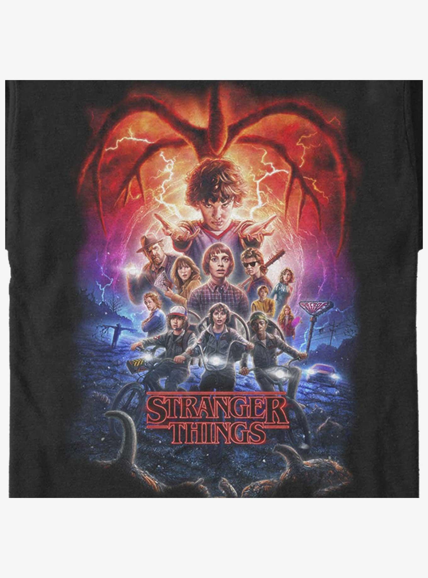 Stranger Things Group Pumpkins Poster T-Shirt, BLACK, alternate