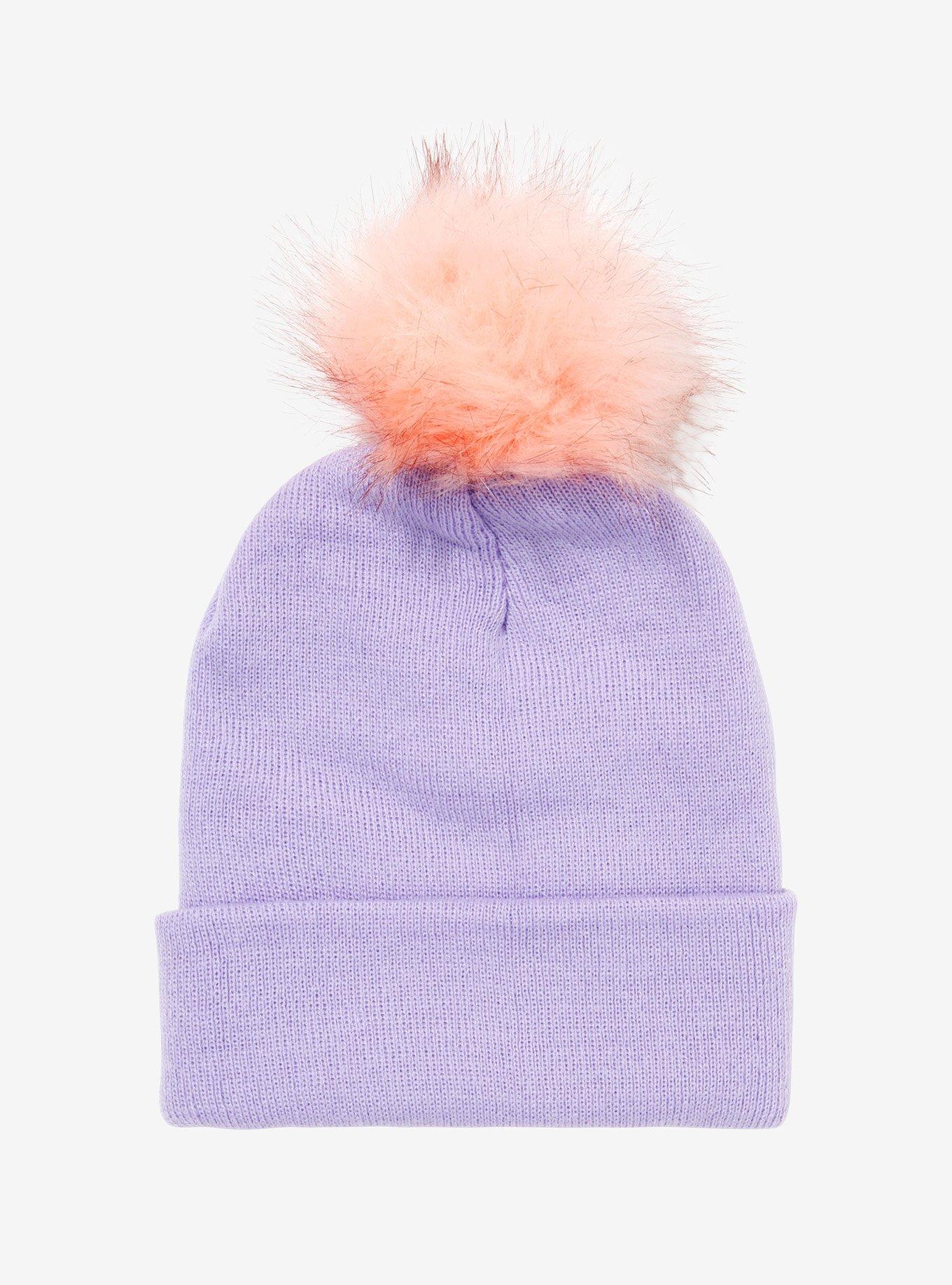 Lavender & Pink Pom Beanie, , alternate