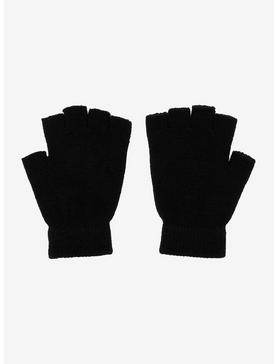 Black Pierced Fingerless Gloves, , hi-res