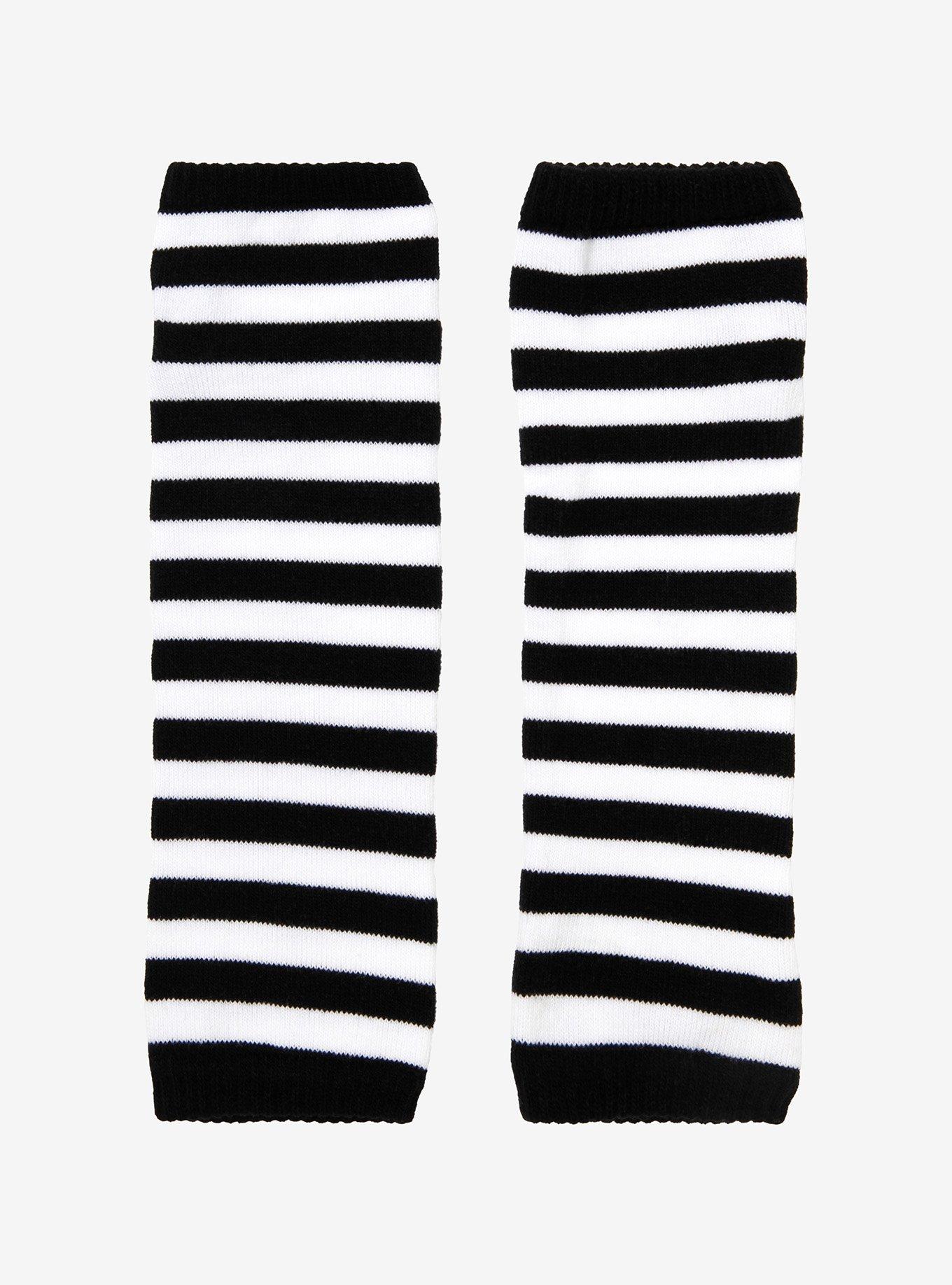 Black & White Stripe Arm Warmers, , hi-res