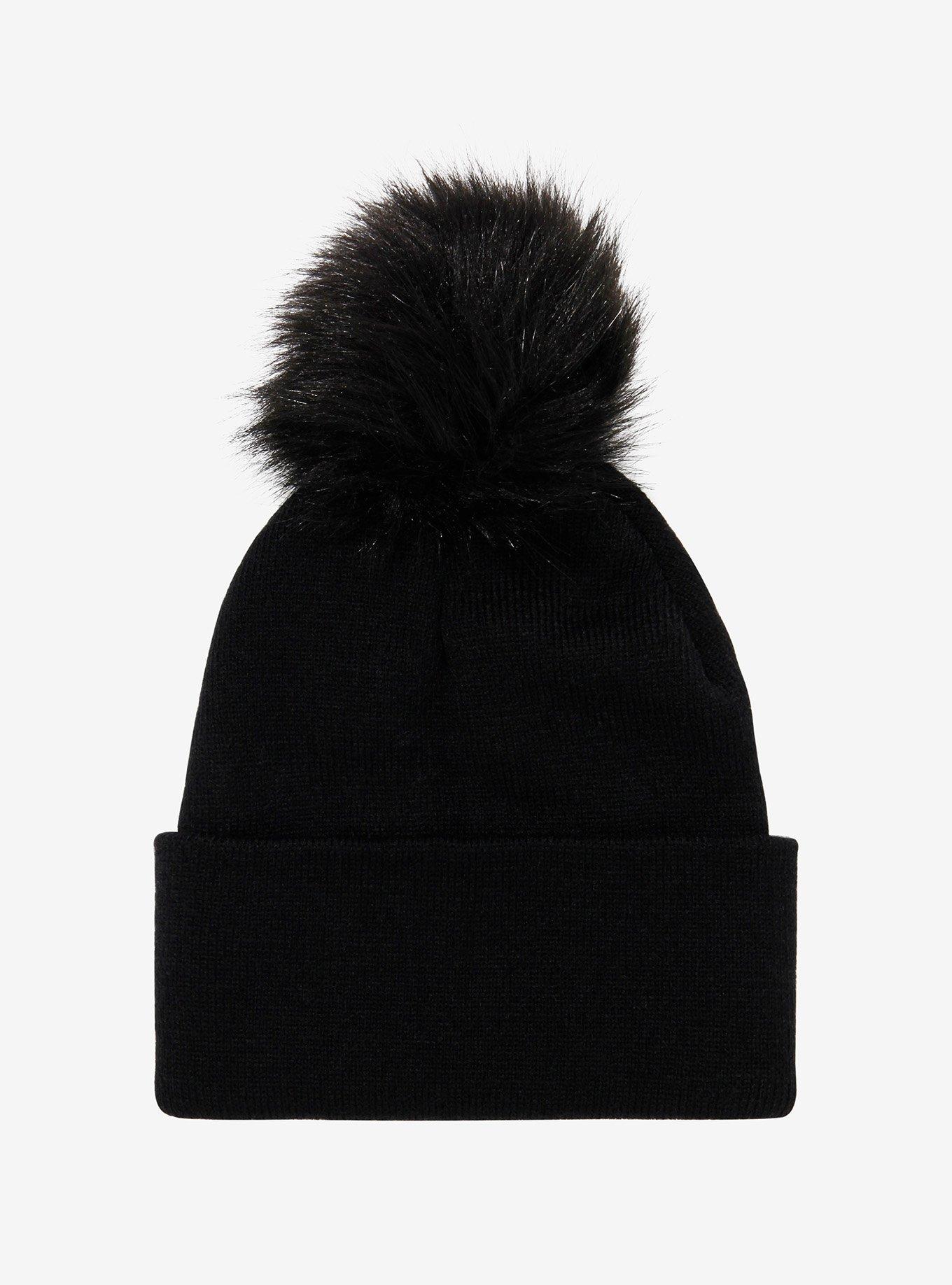 Black Pom Beanie, , alternate