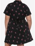 Pink Rose & Coffins Button-Front Dress Plus Size, BLACK, alternate