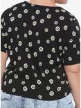 Skull Daisies Tie-Front Girls Woven Button-Up Plus Size, MULTI, alternate