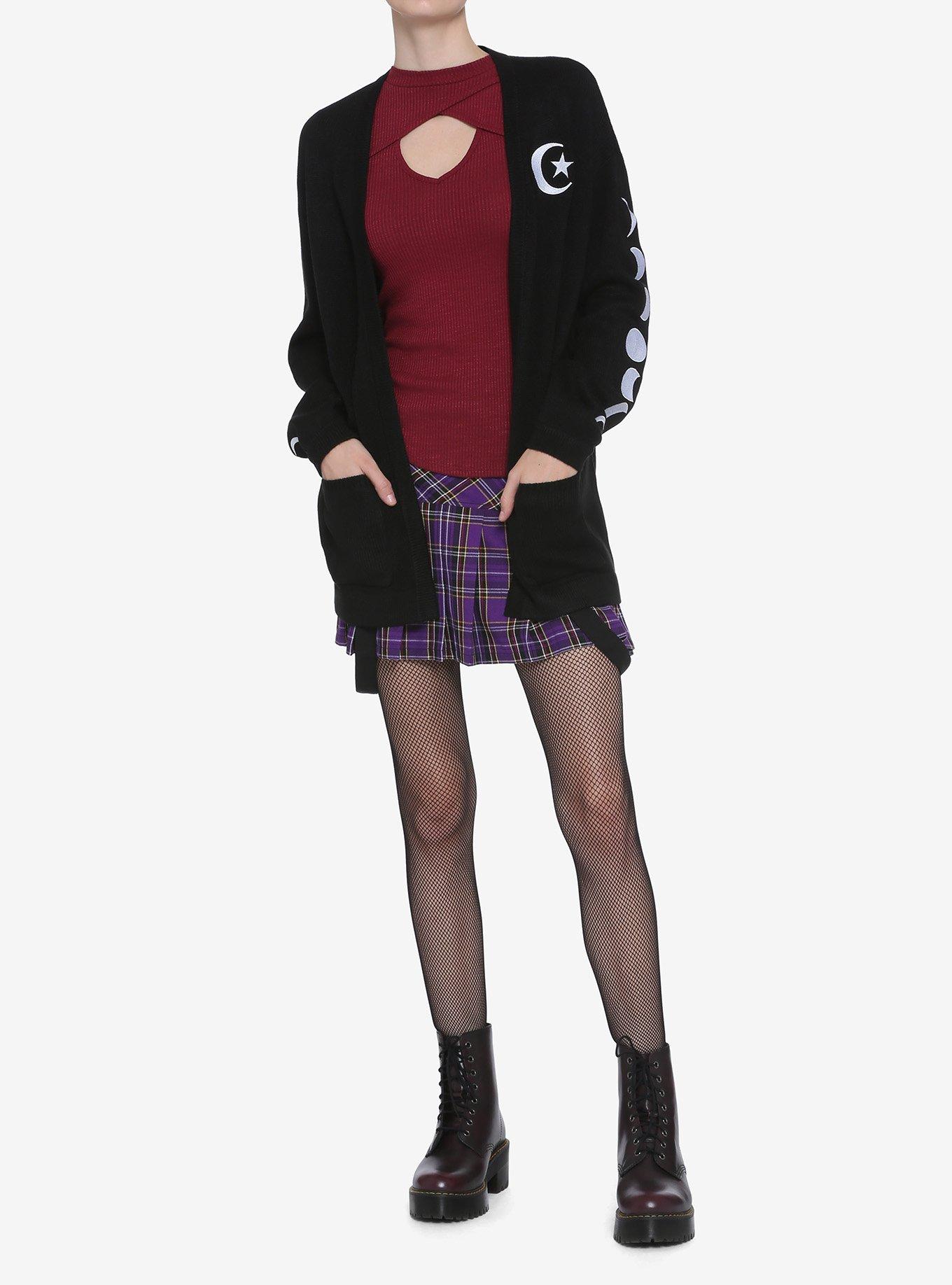 Moon Phase Girls Open Cardigan, BLACK, alternate