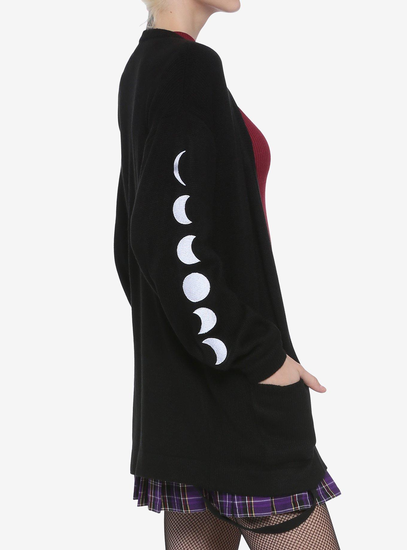 Moon Phase Girls Open Cardigan, BLACK, alternate