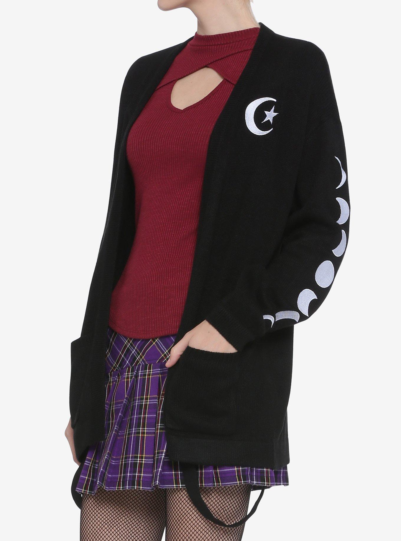 Moon Phase Girls Open Cardigan, BLACK, alternate