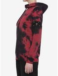 Red & Black Lace-Up Sleeves Tie-Dye Girls Hoodie, TIE DYE, alternate