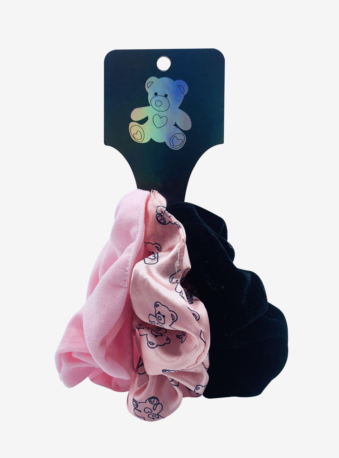 Pink Teddy Bear Scrunchie Set, , alternate