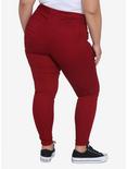 HT Denim Red Patches & Zippers Hi-Rise Super Skinny Plus Size, RED, alternate