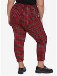 Red Plaid Pants With Detachable Chain Plus Size, PLAID - RED, alternate