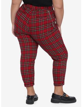 Red Plaid Pants With Detachable Chain Plus Size, , hi-res