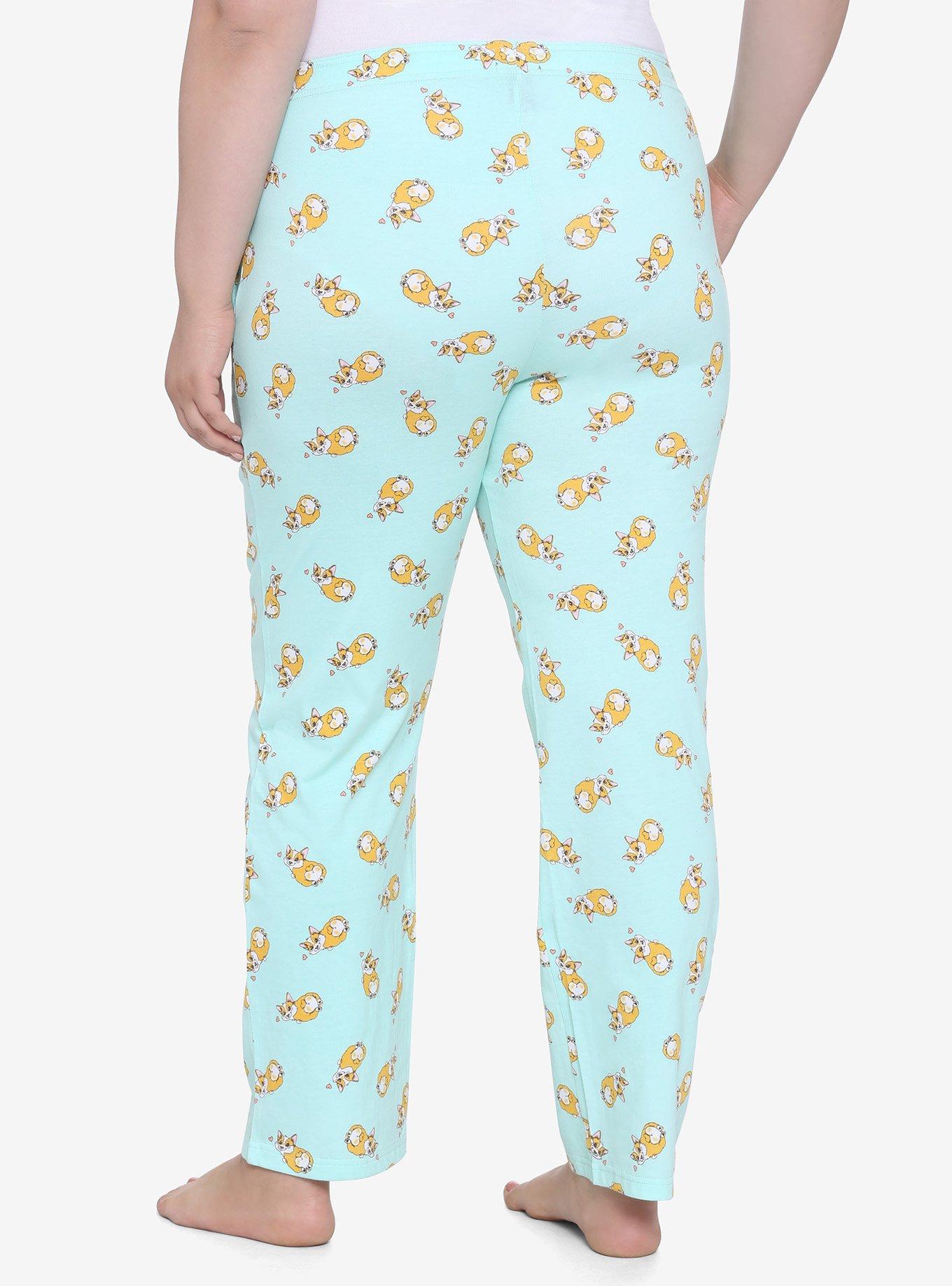 Corgis Mint Girls Pajama Pants Plus Size, MULTI, alternate