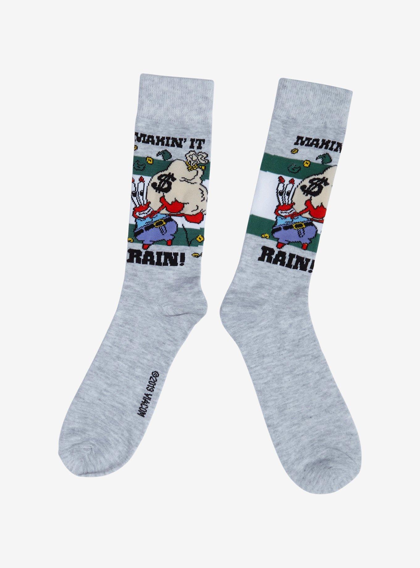 SpongeBob SquarePants Mr. Krabs Makin' It Rain Crew Socks, , alternate
