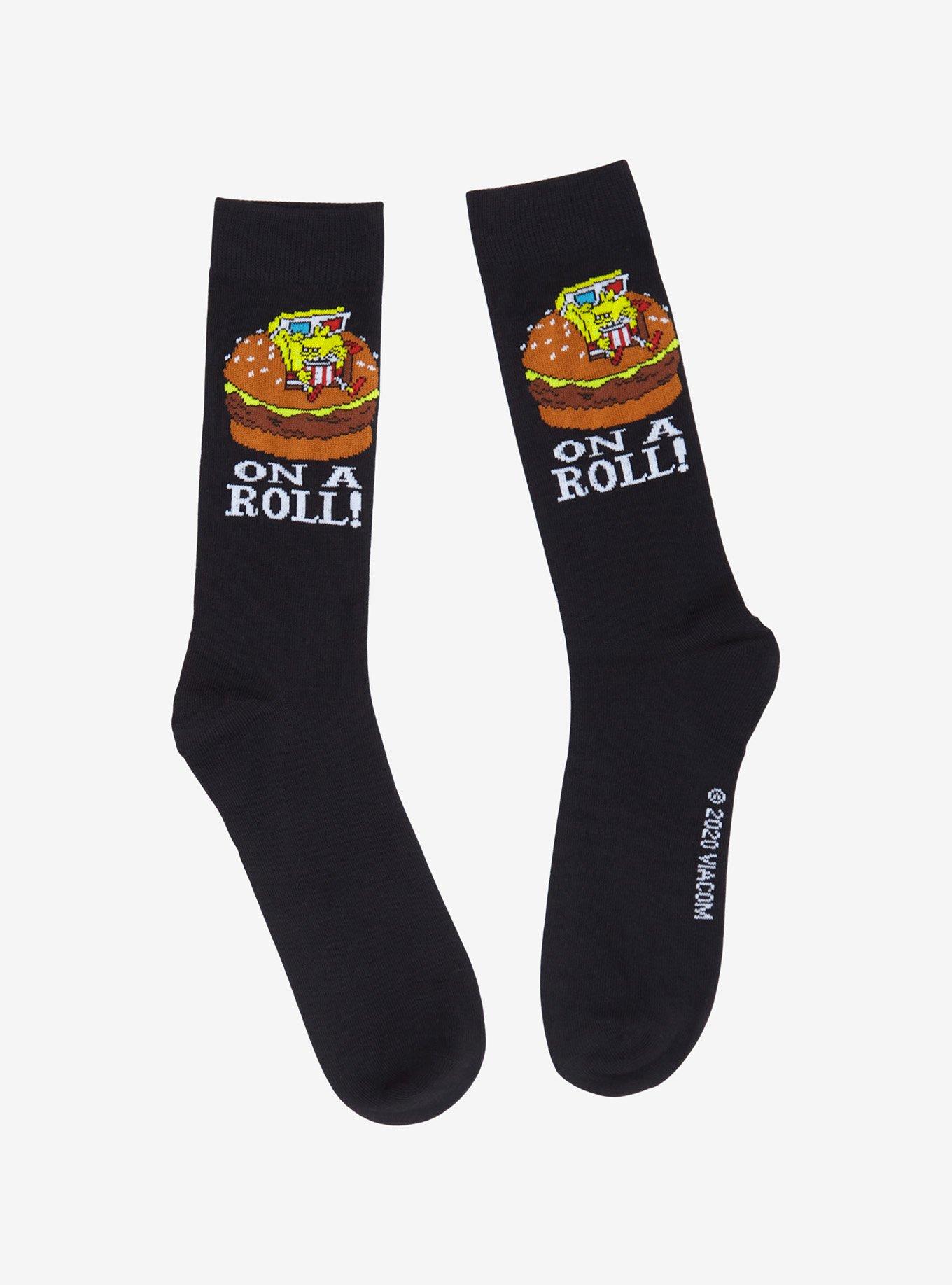 SpongeBob SquarePants On A Roll Crew Socks, , alternate