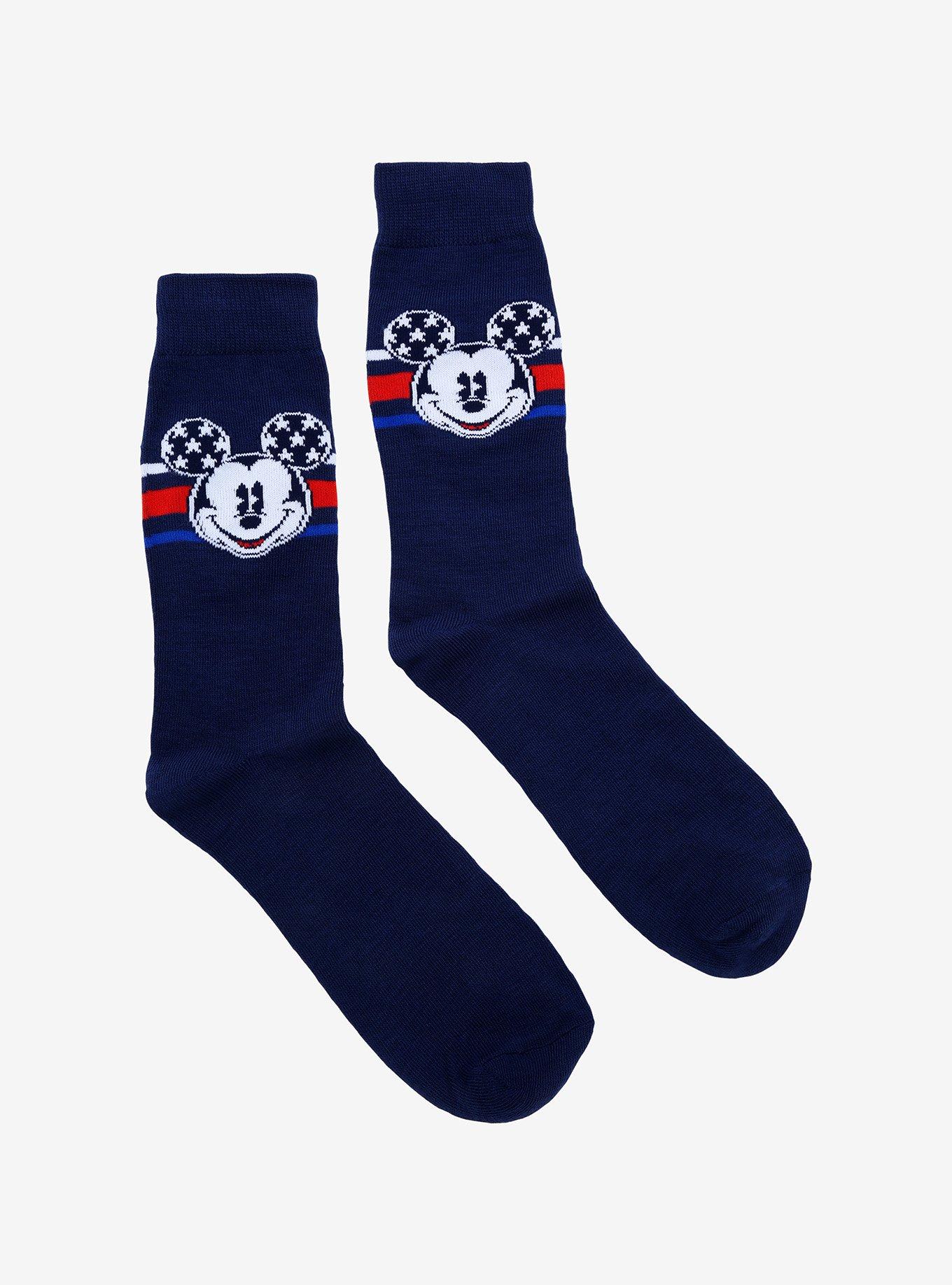 Disney Mickey Mouse Red White Blue Crew Socks, , alternate