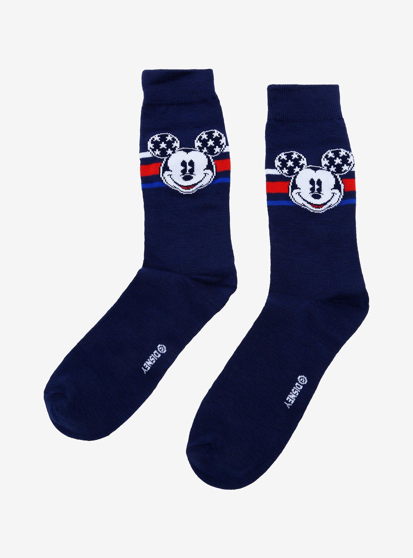 Disney Mickey Mouse Red White Blue Crew Socks, , alternate