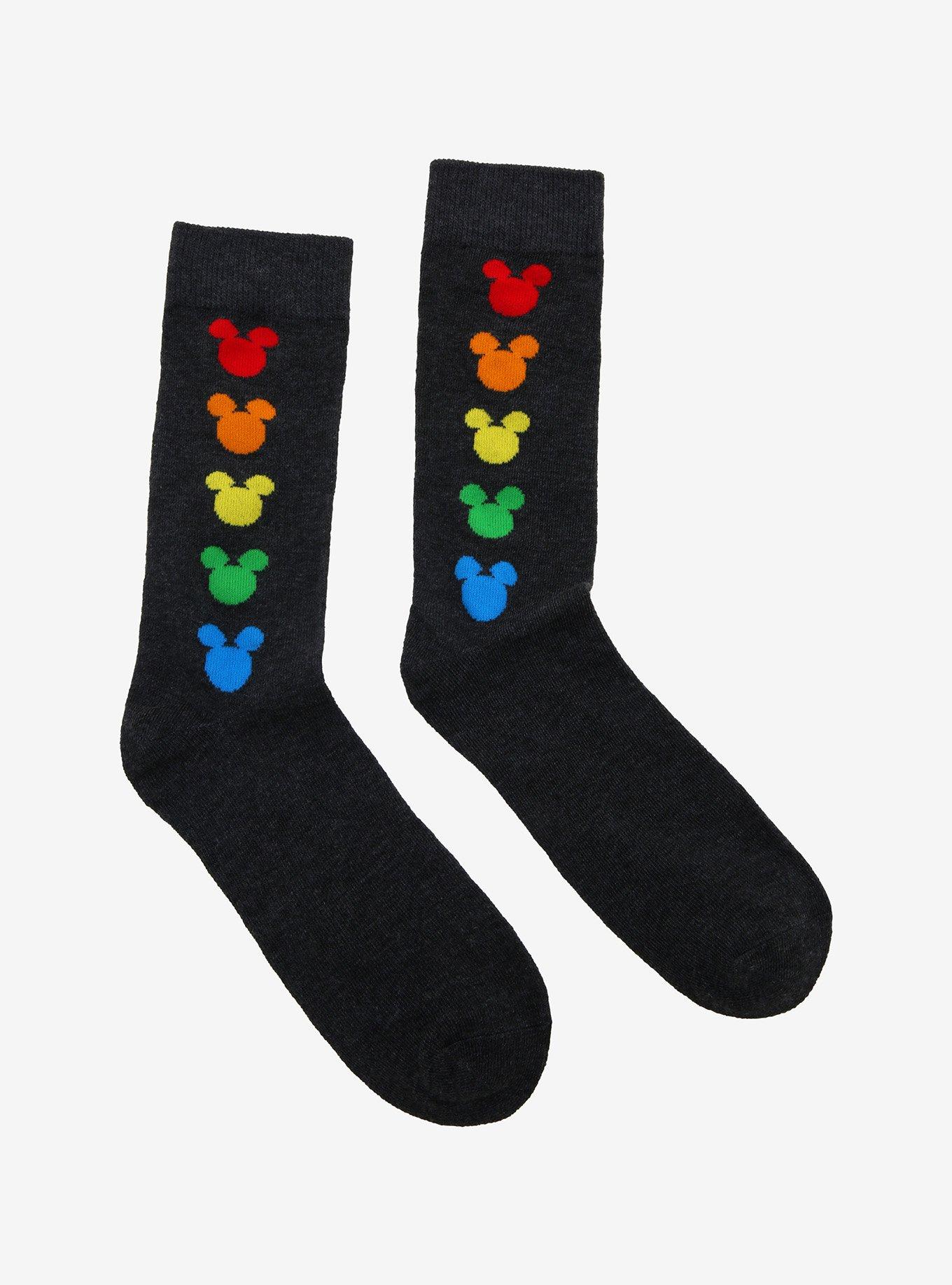 Disney Mickey Mouse Rainbow Icon Crew Socks, , alternate