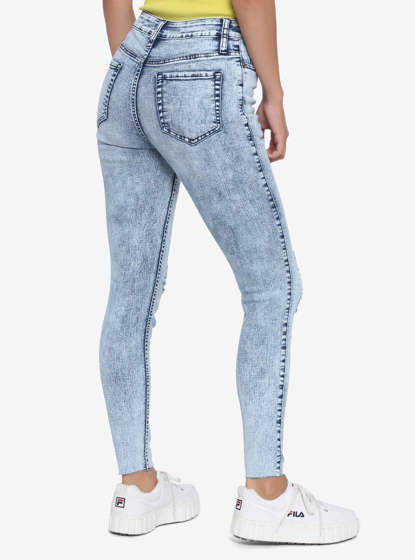 HT Denim Washed Indigo Destructed Ultra Hi-Rise Jeggings, GREY, alternate