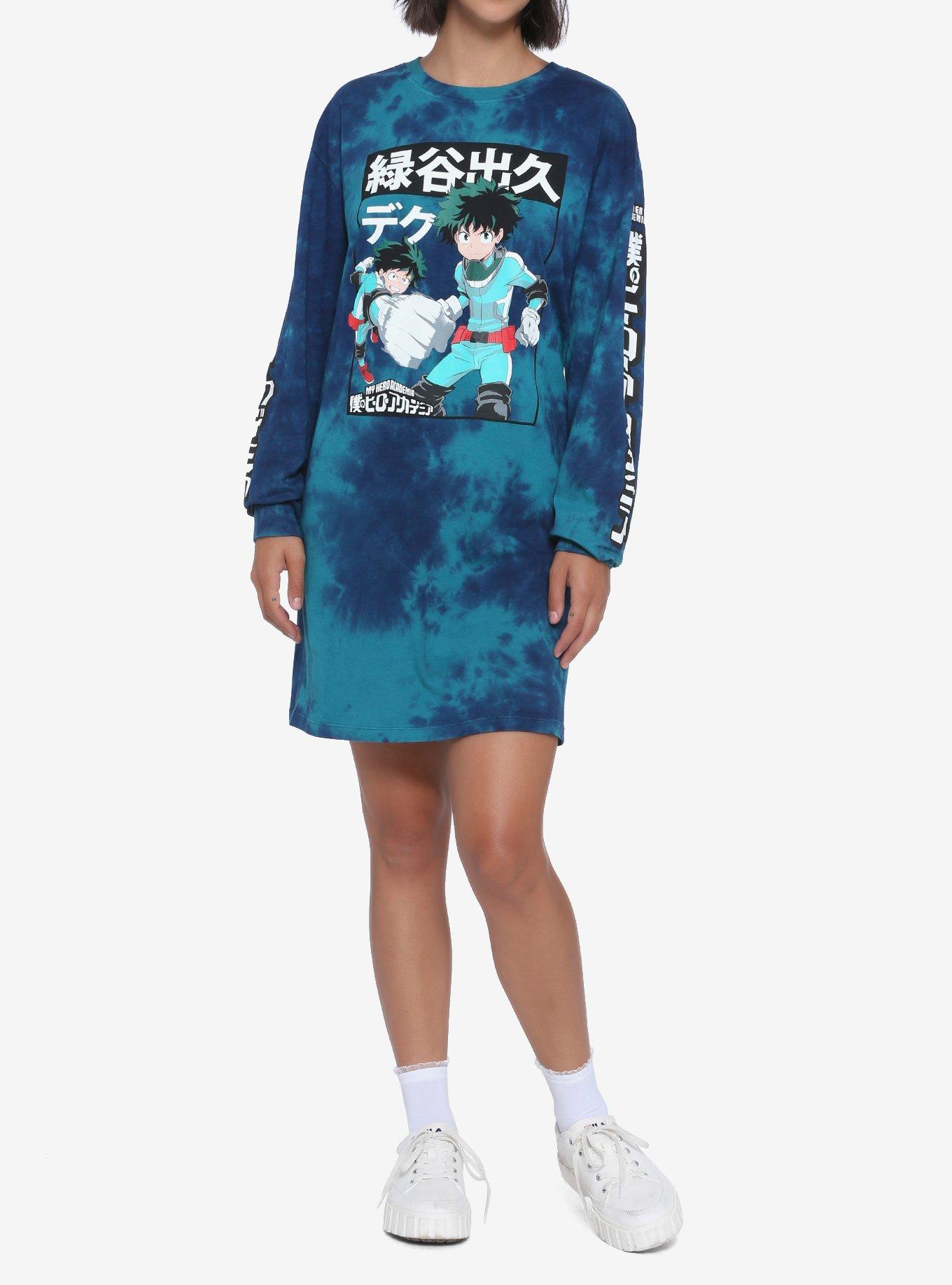 My Hero Academia Deku Tie-Dye Long-Sleeve T-Shirt Dress, TIE DYE, alternate