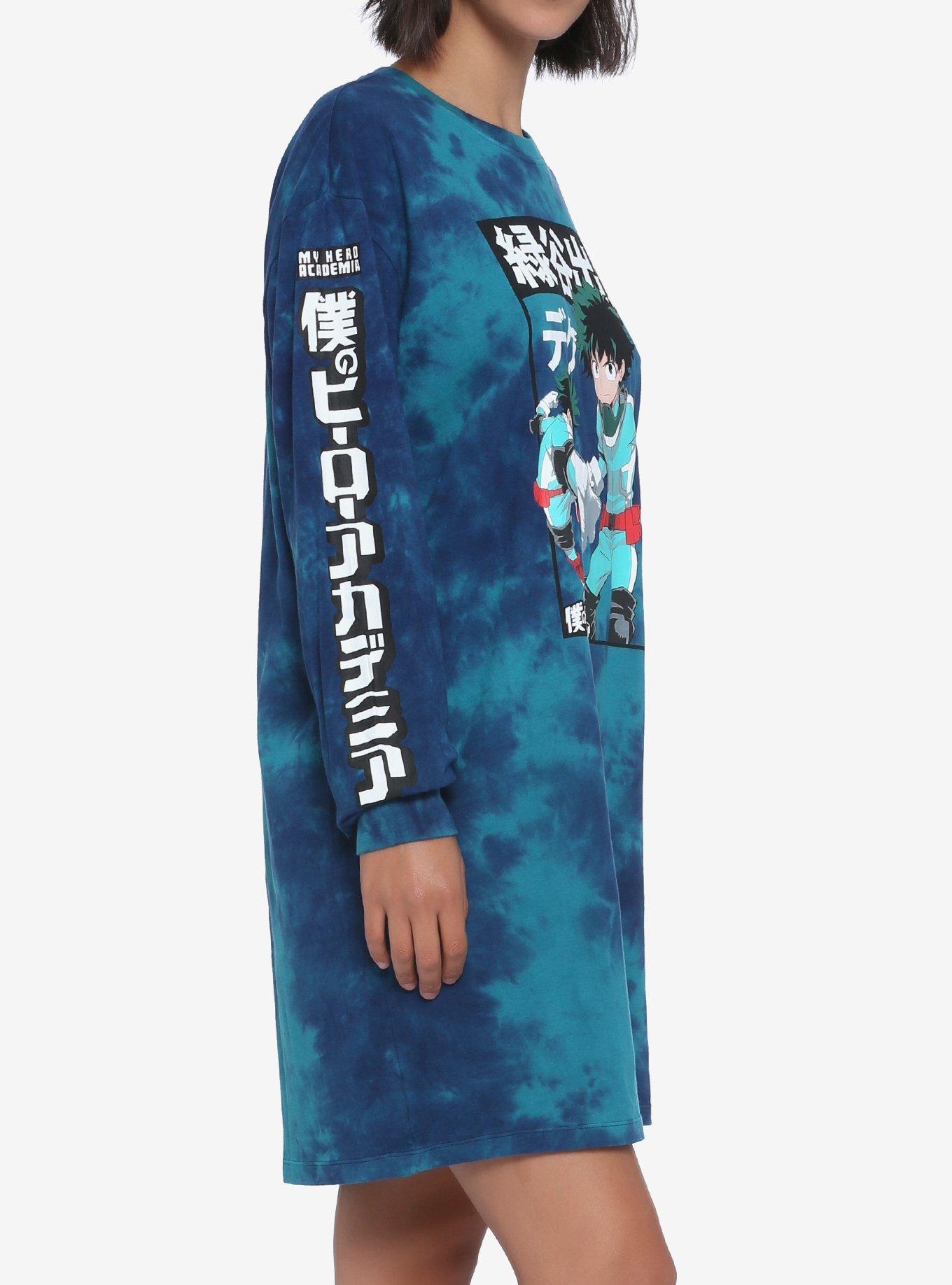 My Hero Academia Deku Tie-Dye Long-Sleeve T-Shirt Dress, TIE DYE, alternate