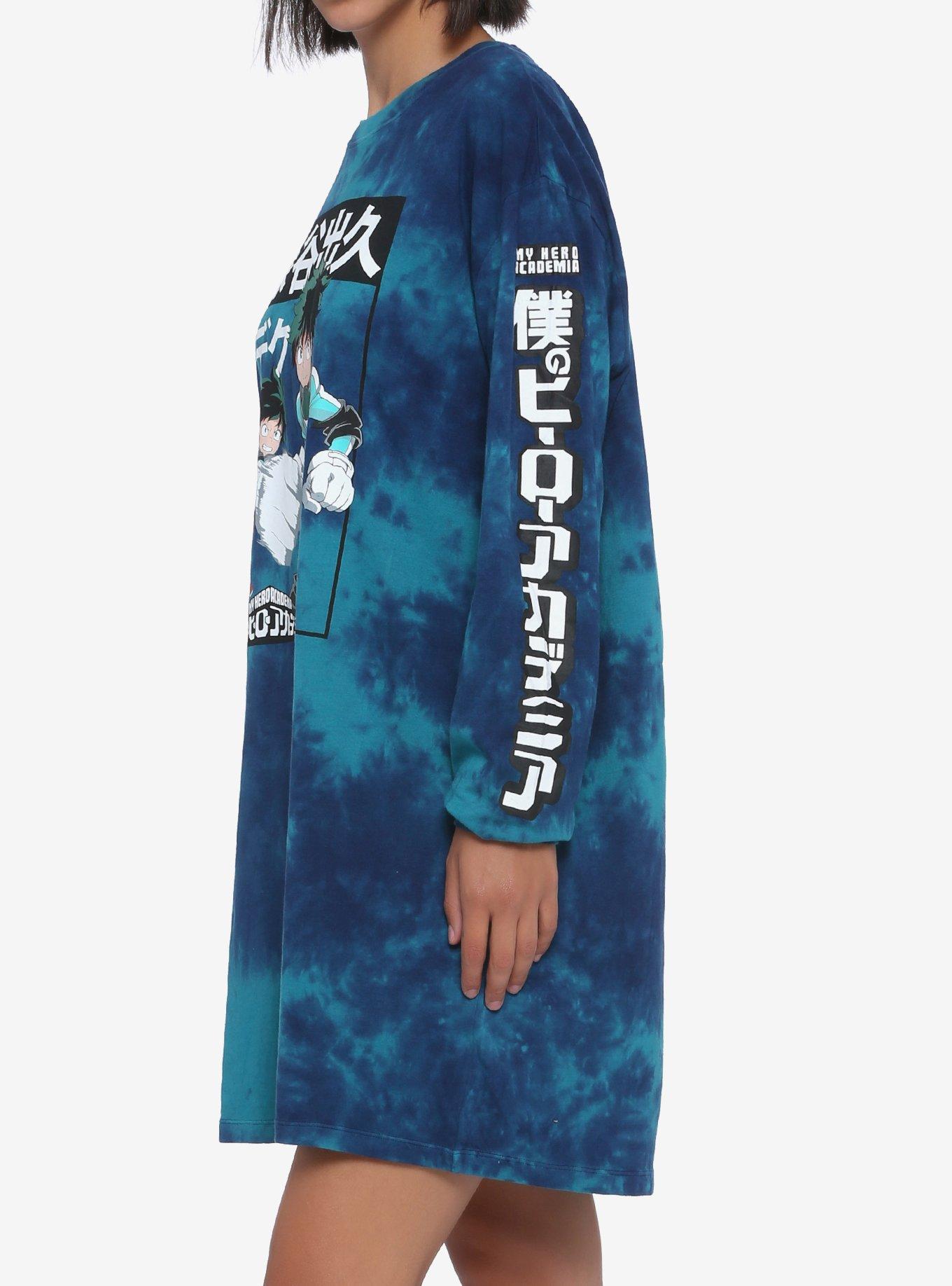 My Hero Academia Deku Tie-Dye Long-Sleeve T-Shirt Dress, TIE DYE, alternate