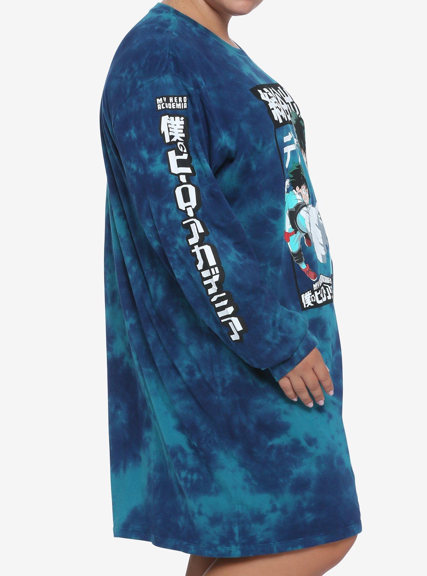 My Hero Academia Deku Tie-Dye Long-Sleeve T-Shirt Dress Plus Size, TIE DYE, alternate