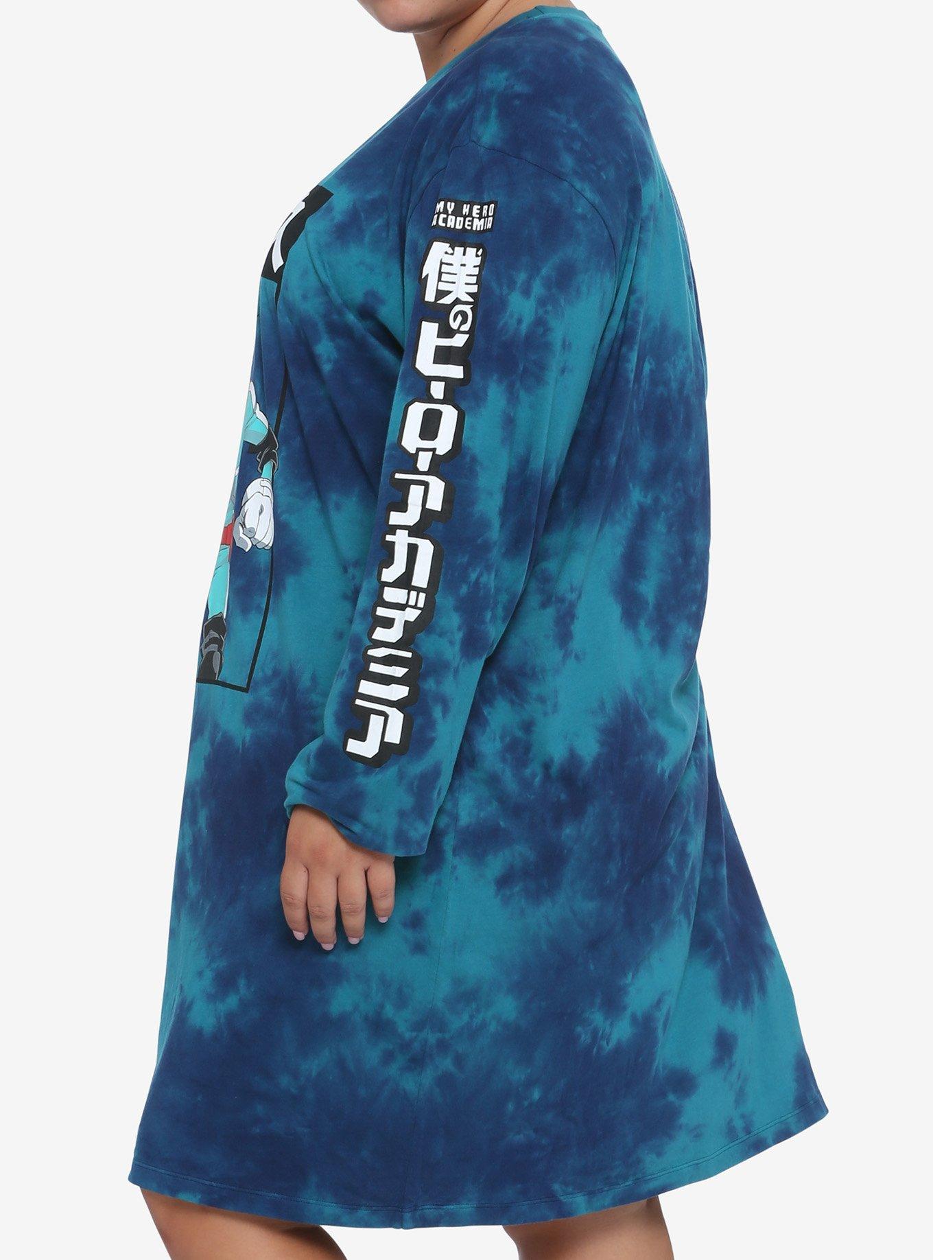 My Hero Academia Deku Tie-Dye Long-Sleeve T-Shirt Dress Plus Size, TIE DYE, alternate