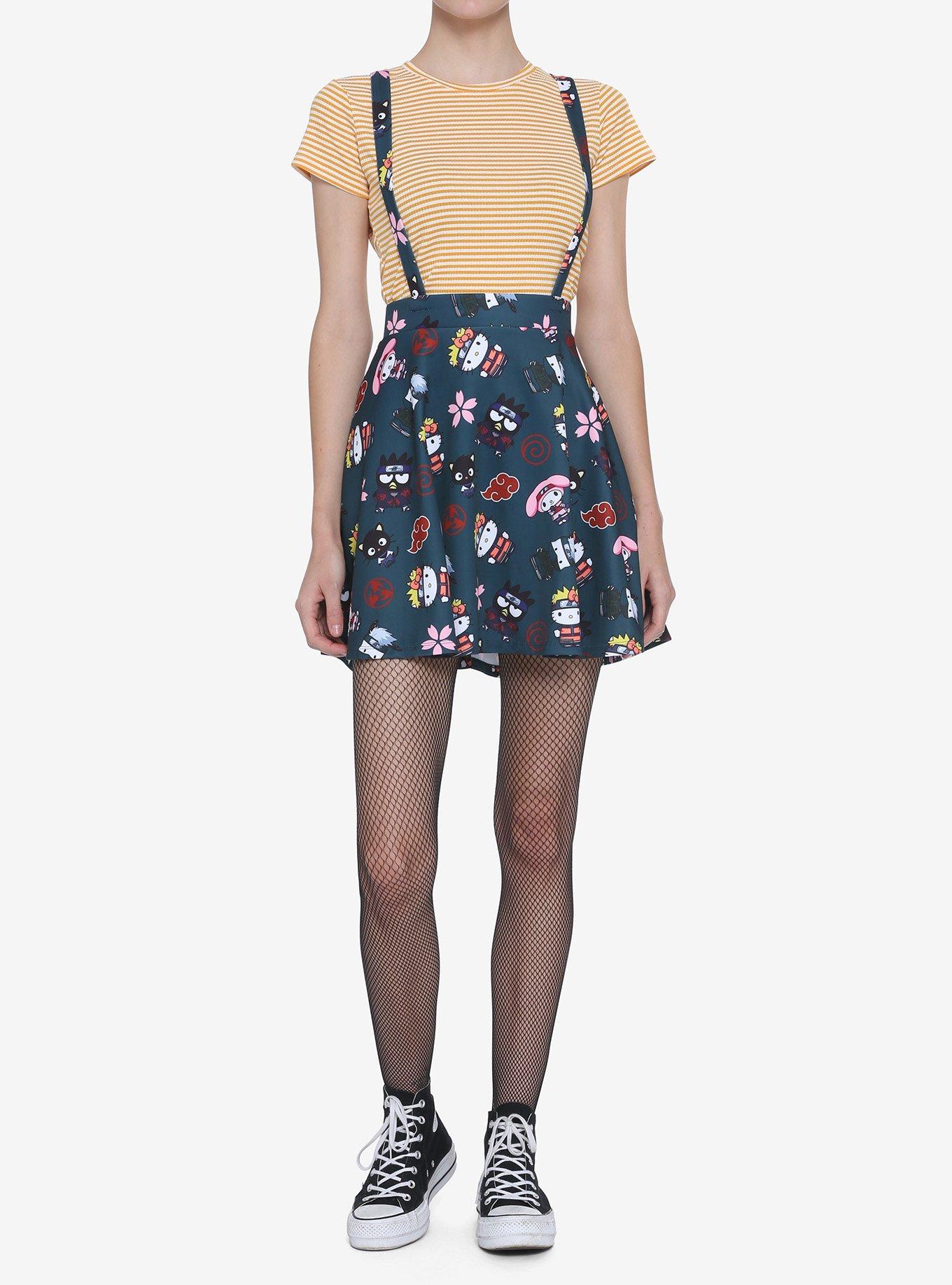 Naruto Shippuden X Hello Kitty And Friends Group Suspender Skirt, BLACK, alternate