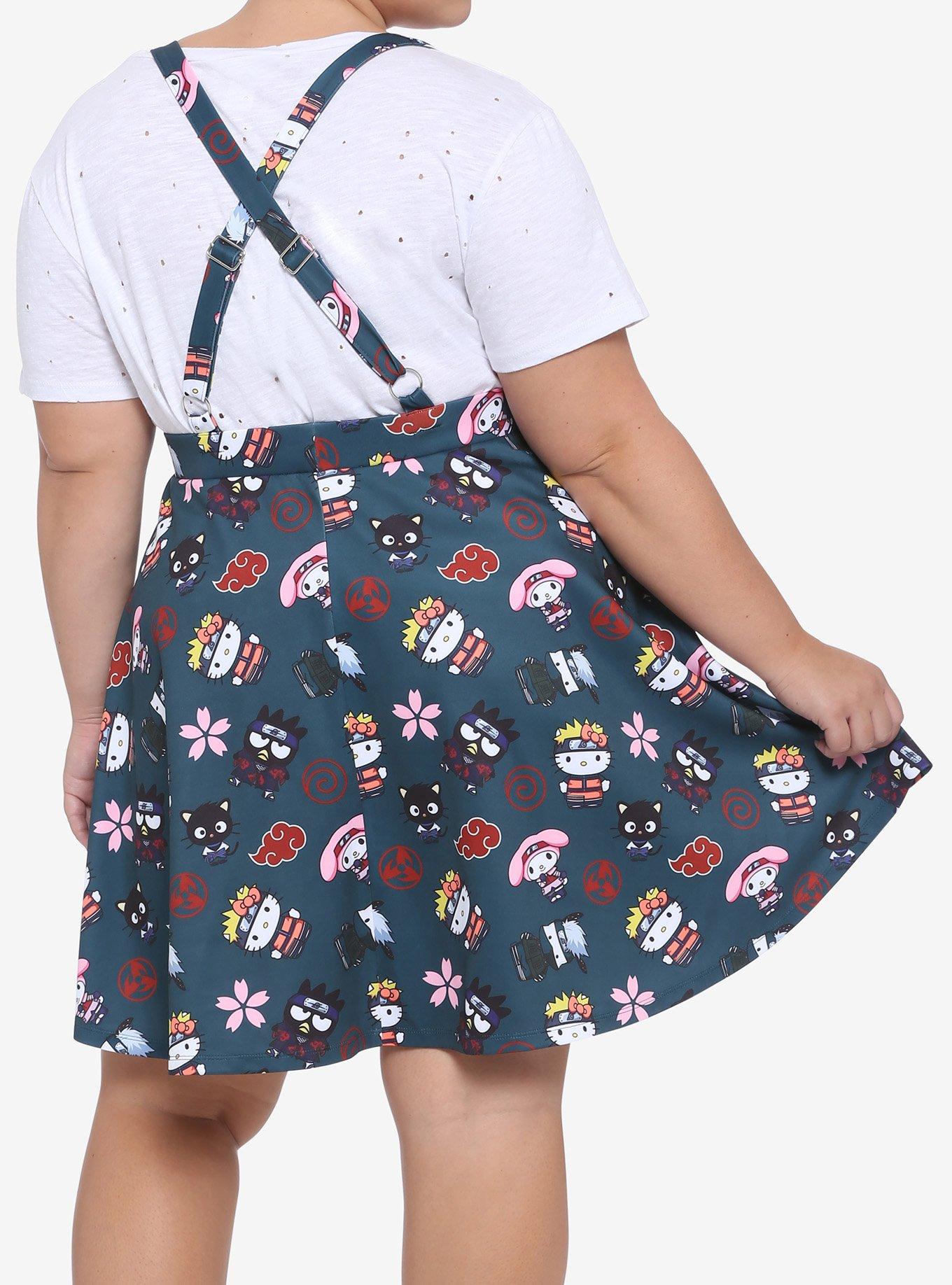 Naruto Shippuden X Hello Kitty And Friends Group Suspender Skirt Plus Size, BLACK, alternate