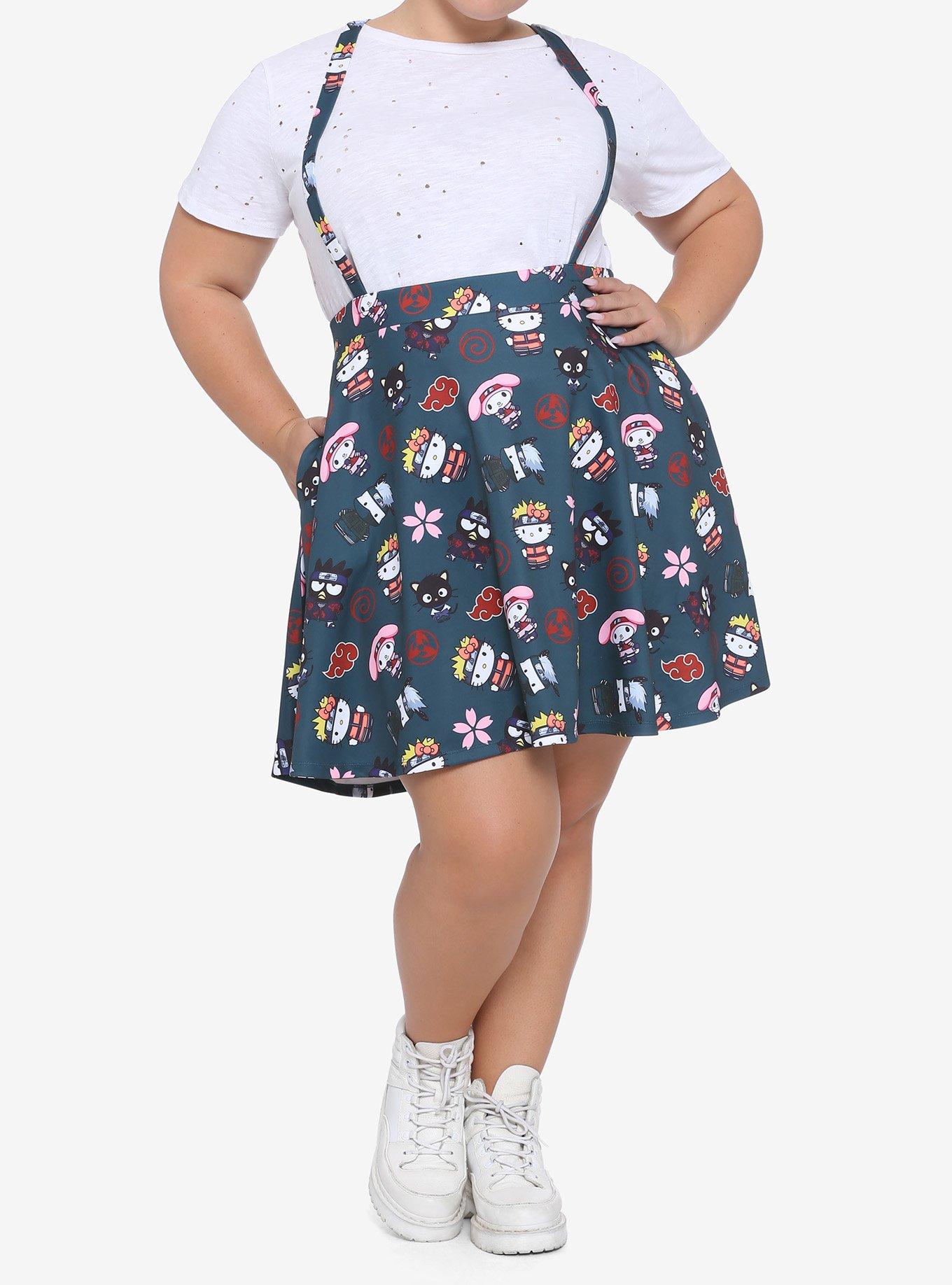 Naruto Shippuden X Hello Kitty And Friends Group Suspender Skirt Plus Size, BLACK, alternate