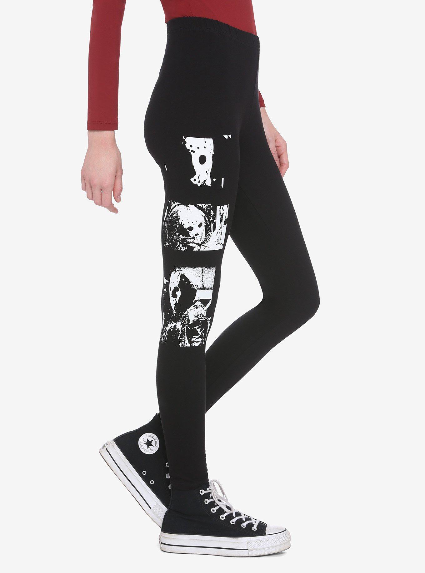 Friday The 13th Black & White Screenshot Leggings, BLACK, alternate