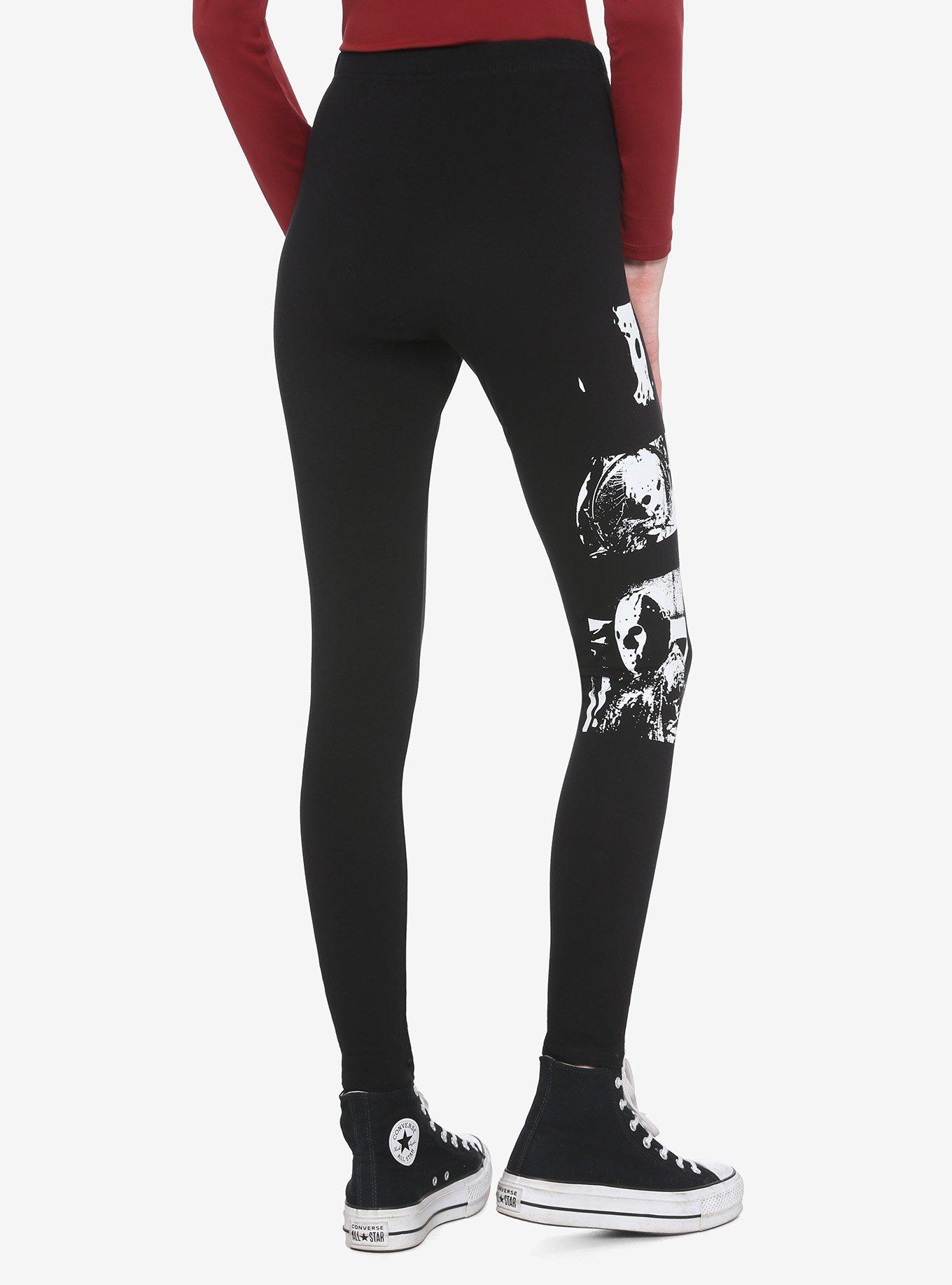 Friday The 13th Black & White Screenshot Leggings, BLACK, alternate