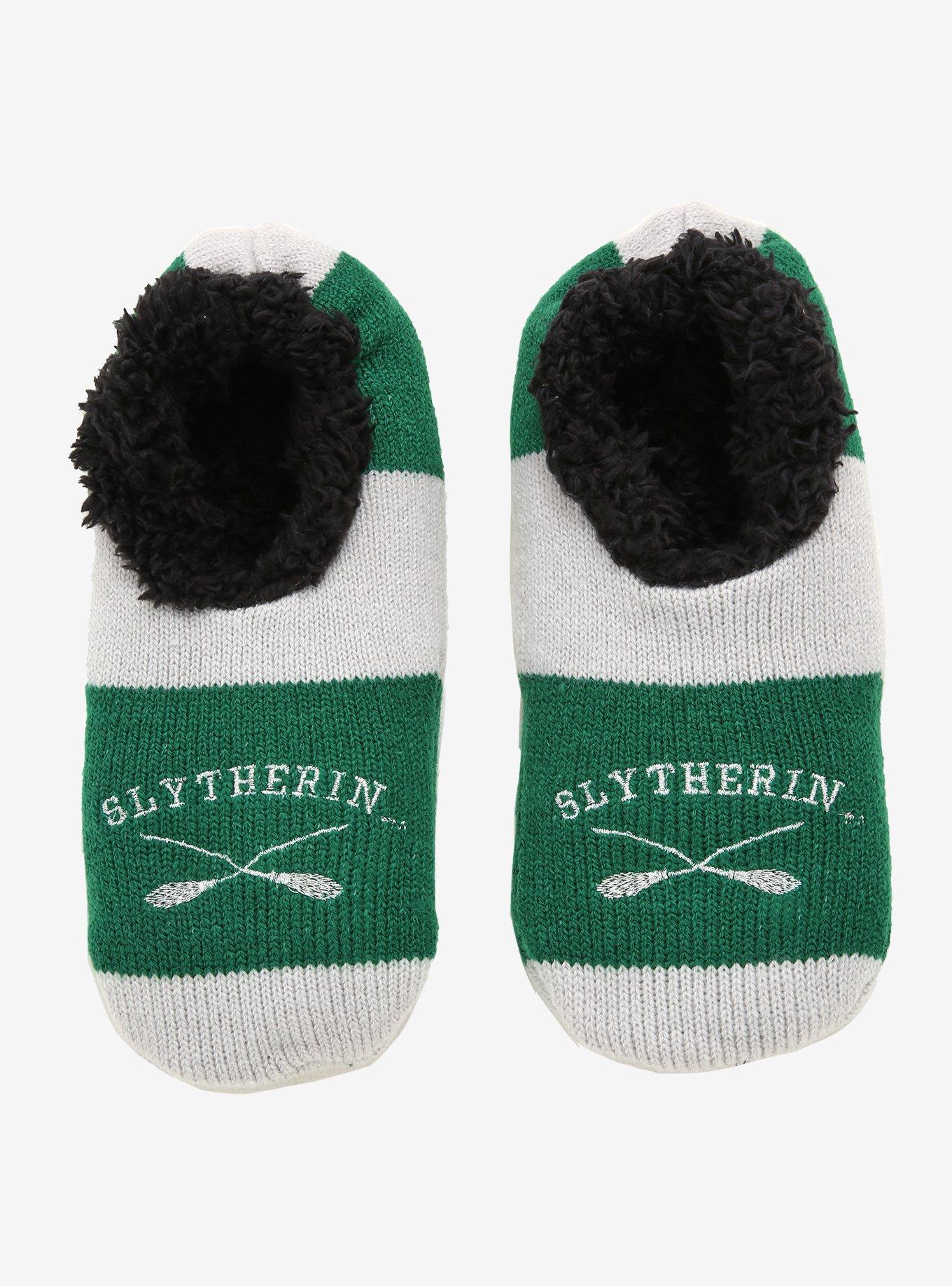 Harry Potter Slytherin Striped Slipper Socks - BoxLunch Exclusive, , alternate