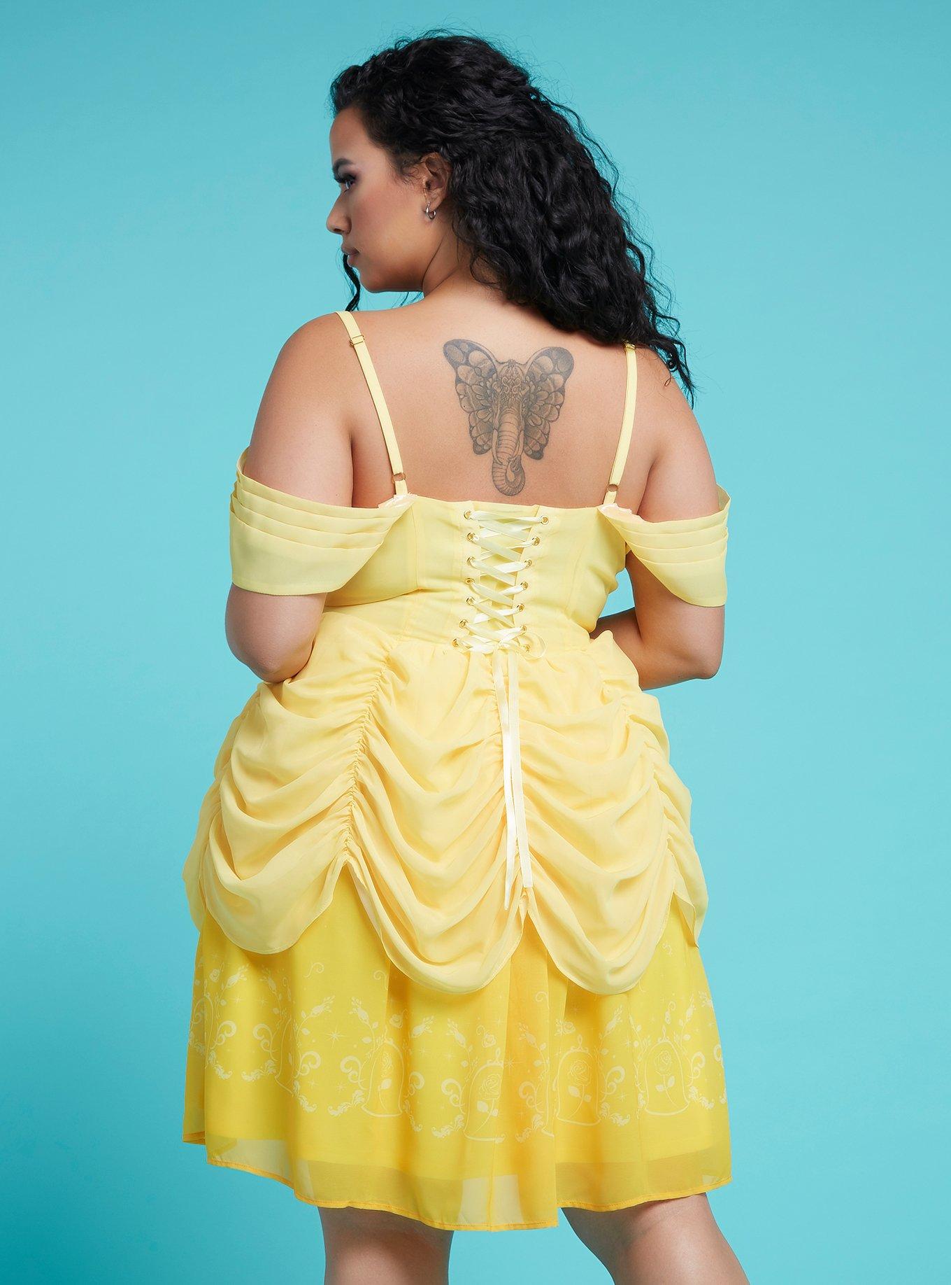 Her Universe Disney Beauty And The Beast Belle Princess Cold Shoulder Dress Plus Size, MULTI, alternate