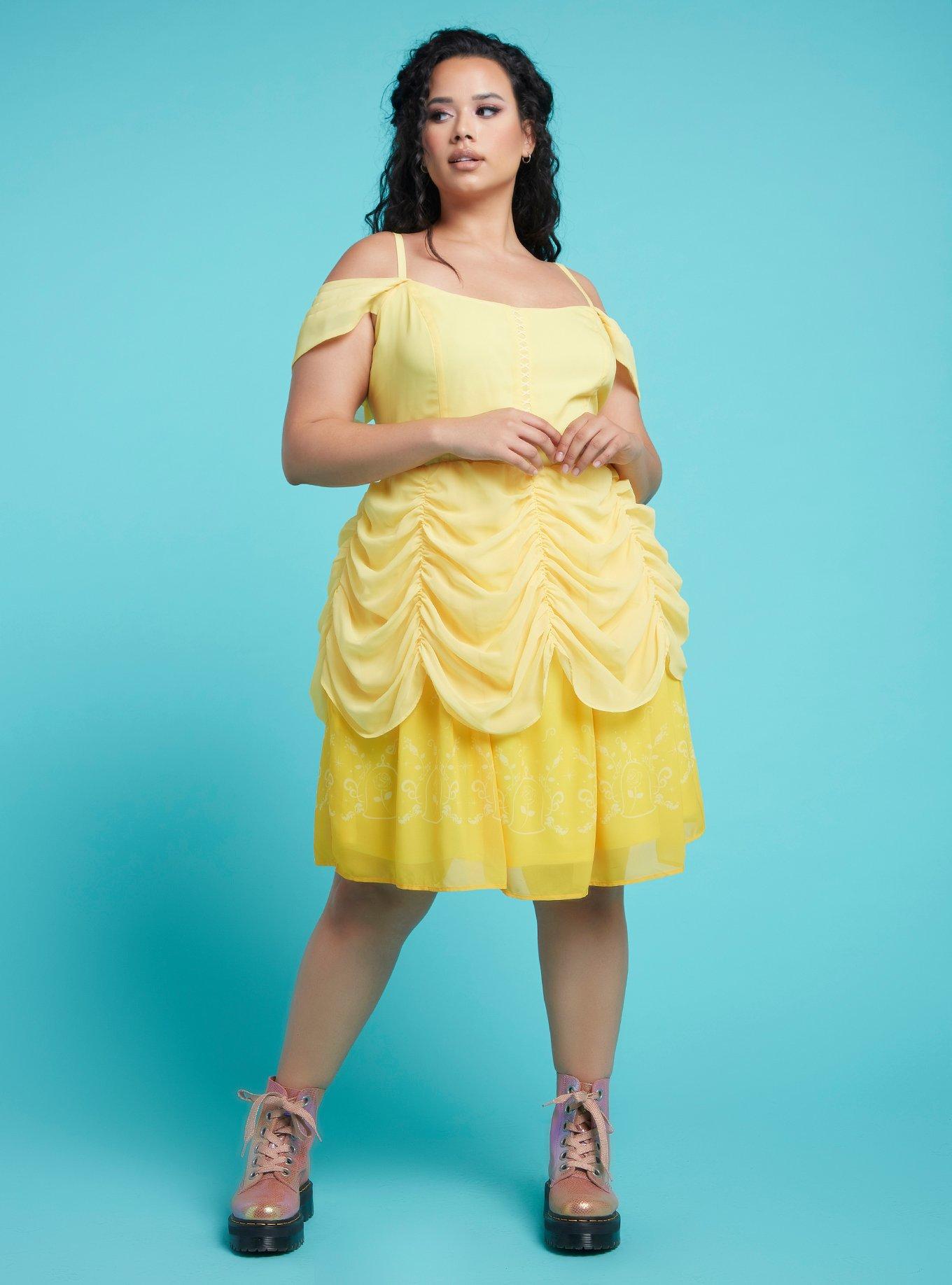 Her Universe Disney Beauty And The Beast Belle Princess Cold Shoulder Dress Plus Size, MULTI, alternate