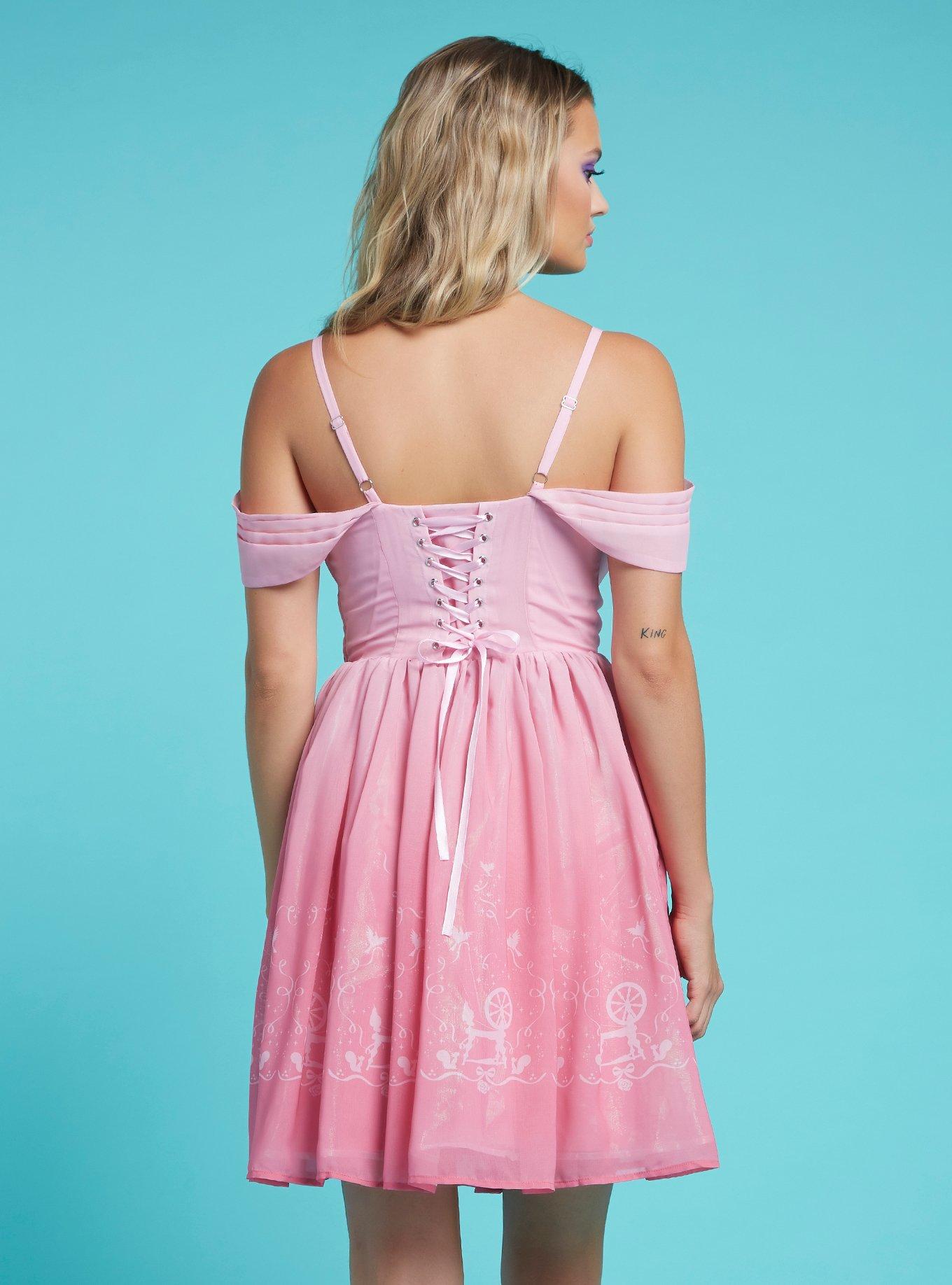 Her Universe Disney Sleeping Beauty Aurora Princess Cold Shoulder Dress, MULTI, alternate