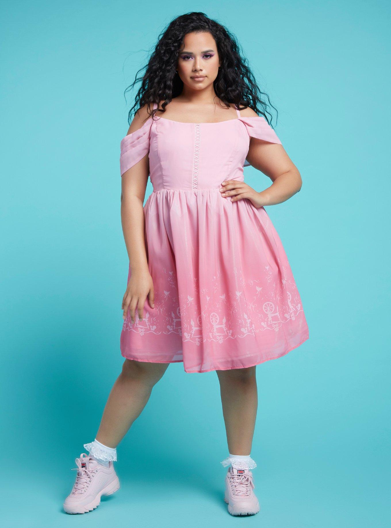 Her Universe Disney Sleeping Beauty Aurora Princess Cold Shoulder Dress Plus Size, MULTI, alternate