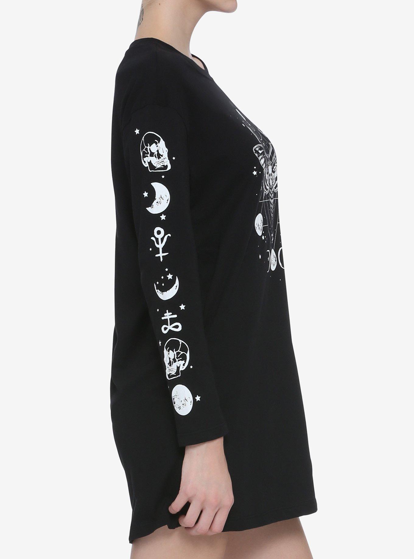 Death's-Head Moth & Skulls Long-Sleeve T-Shirt Dress, MULTI, alternate