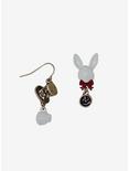 Alice In Wonderland Mad Hatter White Rabbit Mismatch Earrings, , alternate