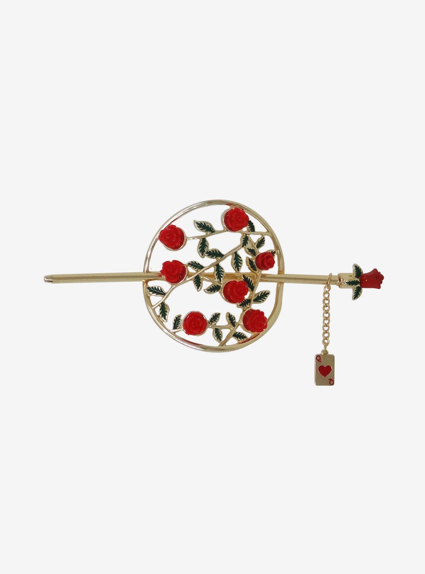 Alice In Wonderland Red Roses Bun Pin, , alternate