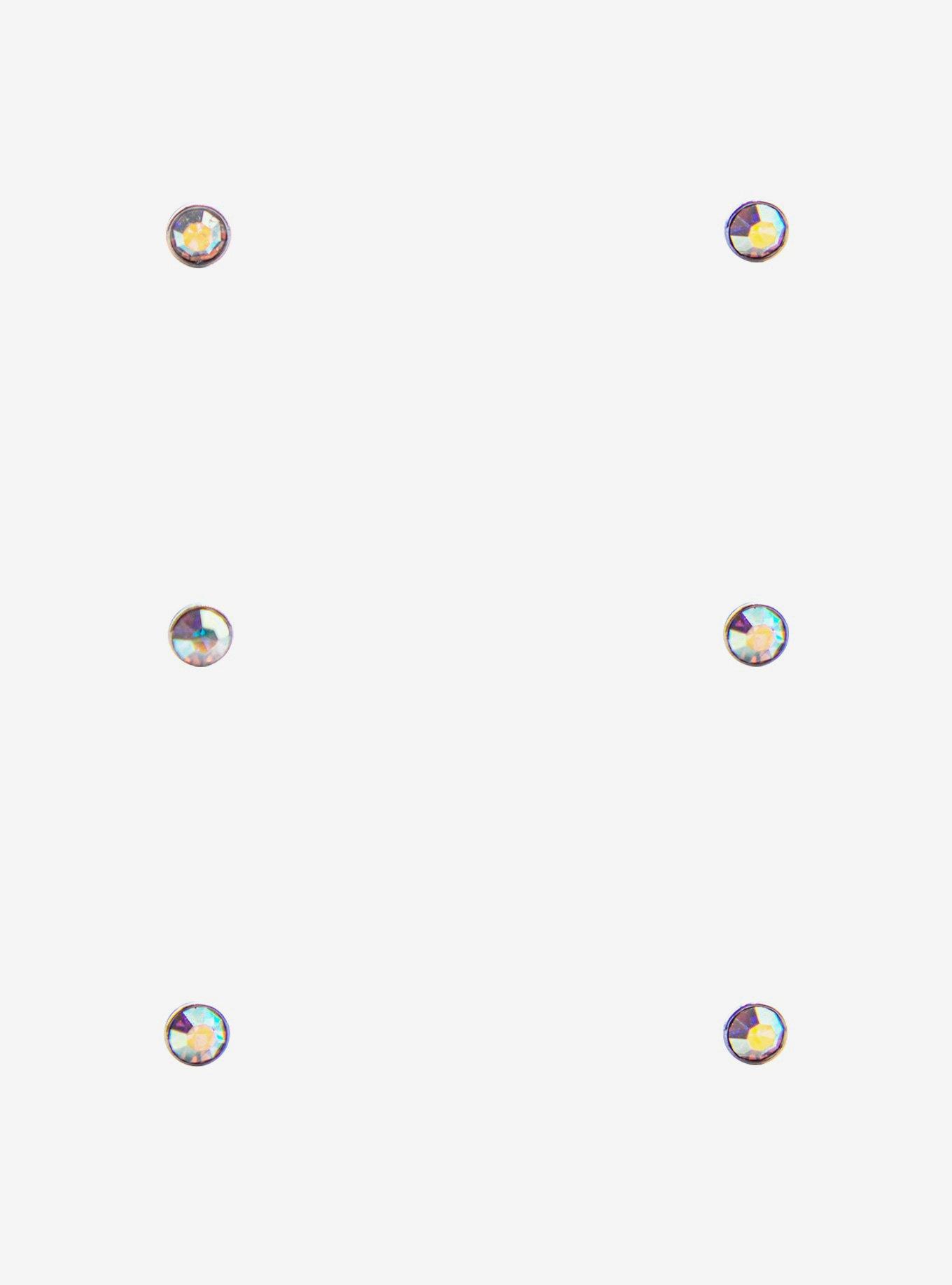 Steel Iridescent CZ Nose Stud 6 Pack, MULTI, alternate