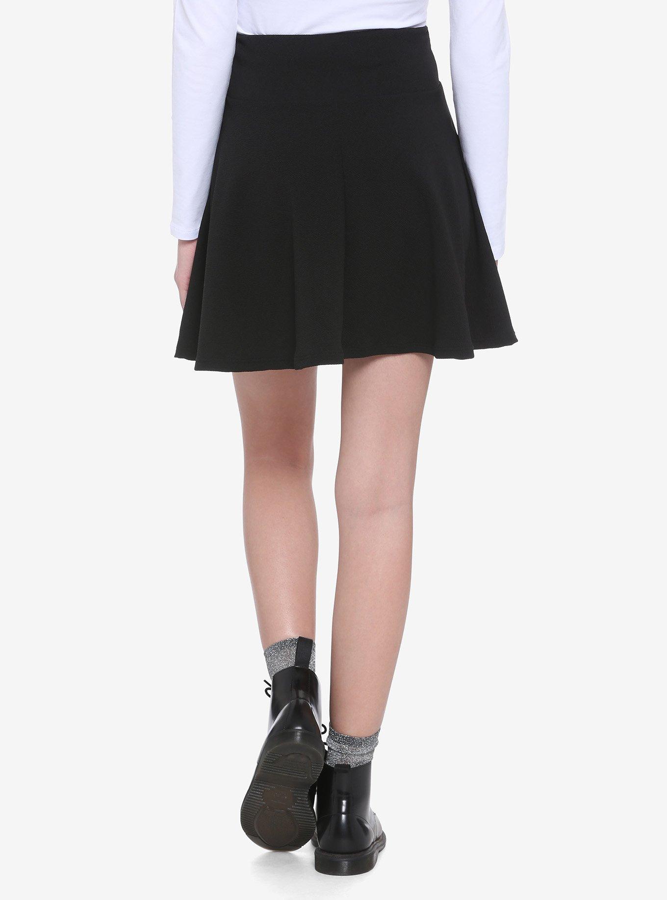 Lace-Up Skater Skirt, BLACK, alternate