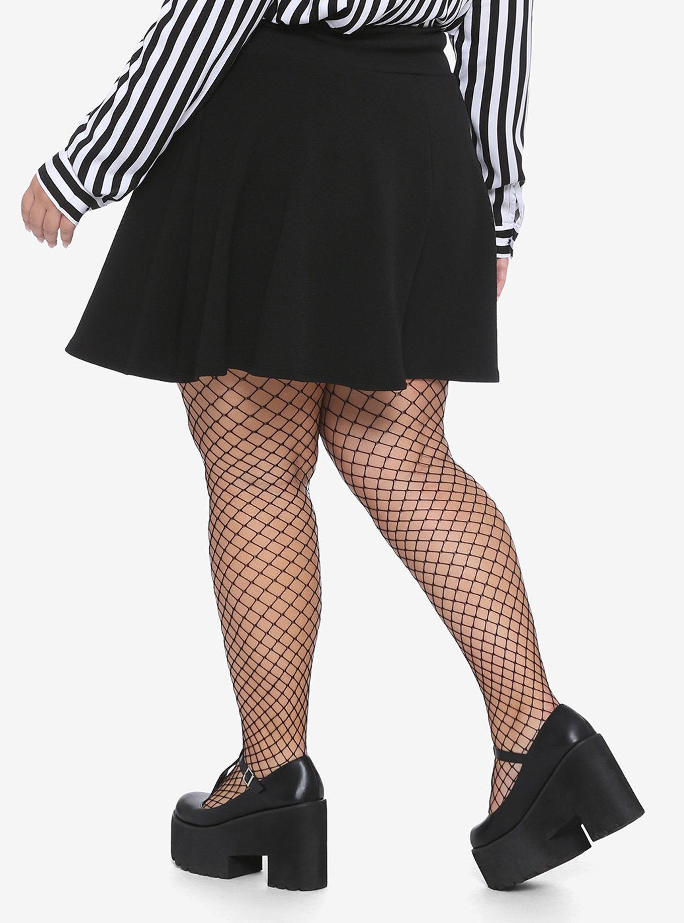 Lace-Up Skater Skirt Plus Size, BLACK, alternate