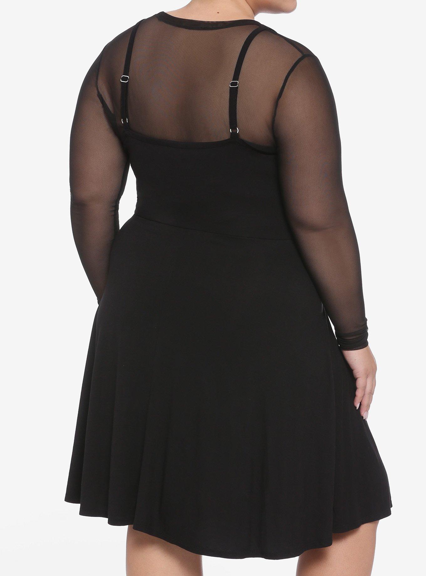 Black Mesh Layered Dress Plus Size, MULTI, alternate