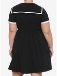 Black & White Sailor Skater Dress Plus Size, BLACK  WHITE, alternate