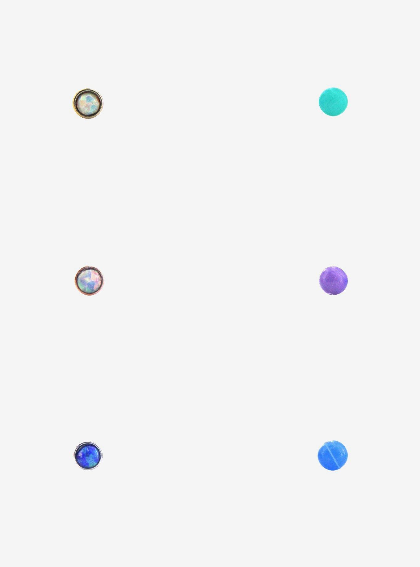 Steel Pastel Opal Nose Stud 6 Pack, MULTI, alternate