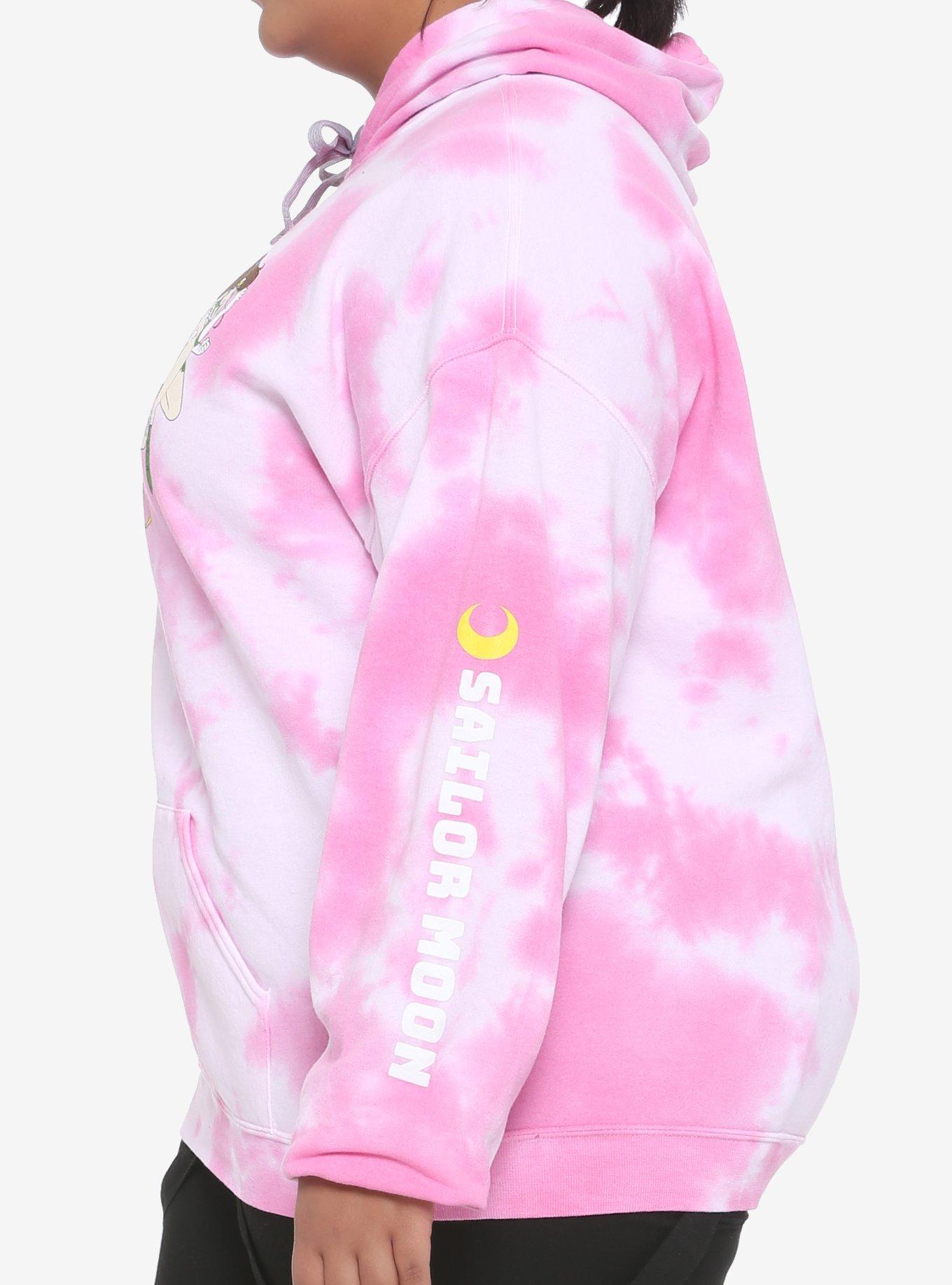 Sailor Moon Group Pink & White Tie-Dye Girls Hoodie Plus Size, TIE DYE-PINK, alternate