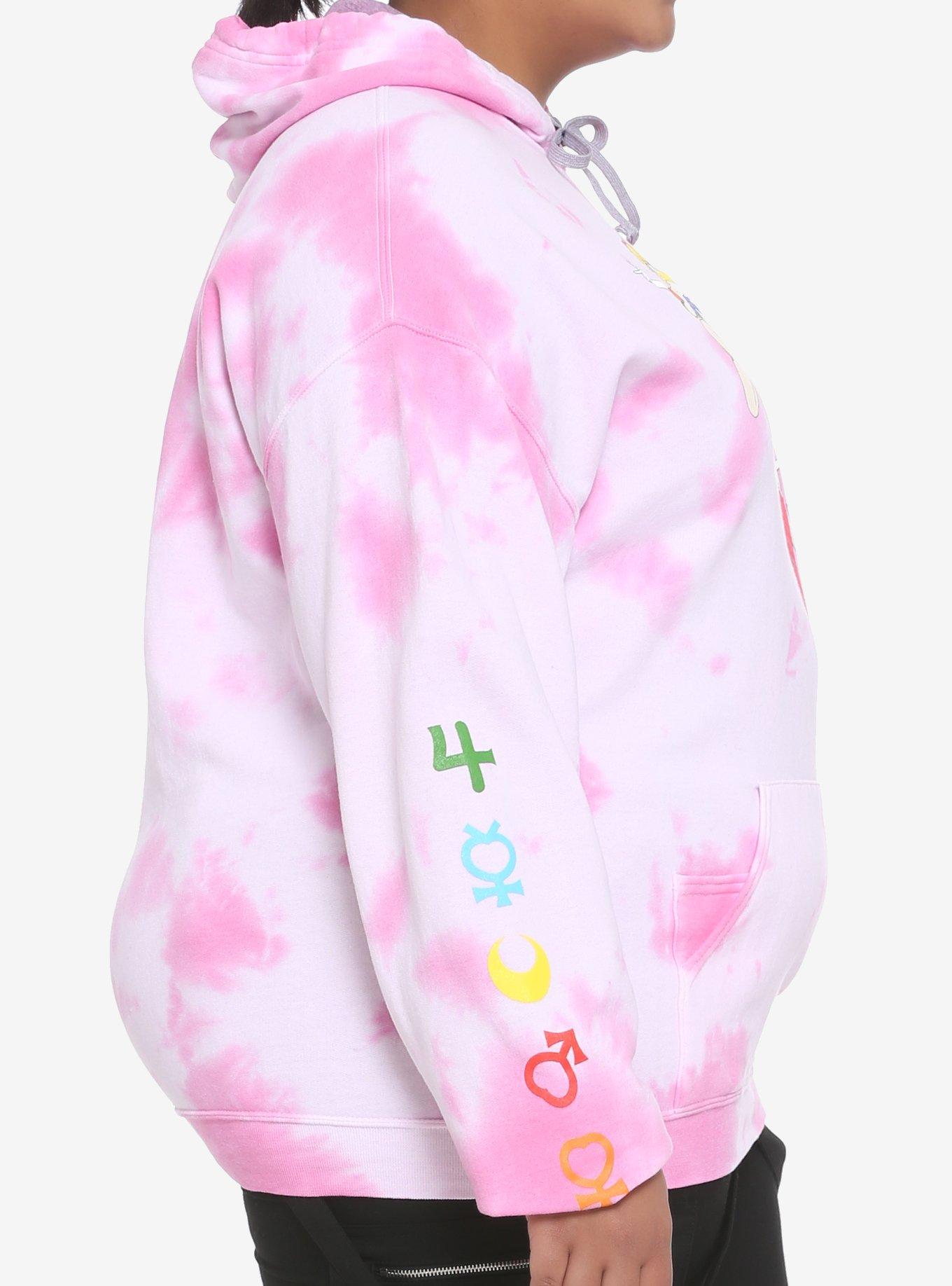 Sailor Moon Group Pink & White Tie-Dye Girls Hoodie Plus Size, TIE DYE-PINK, alternate