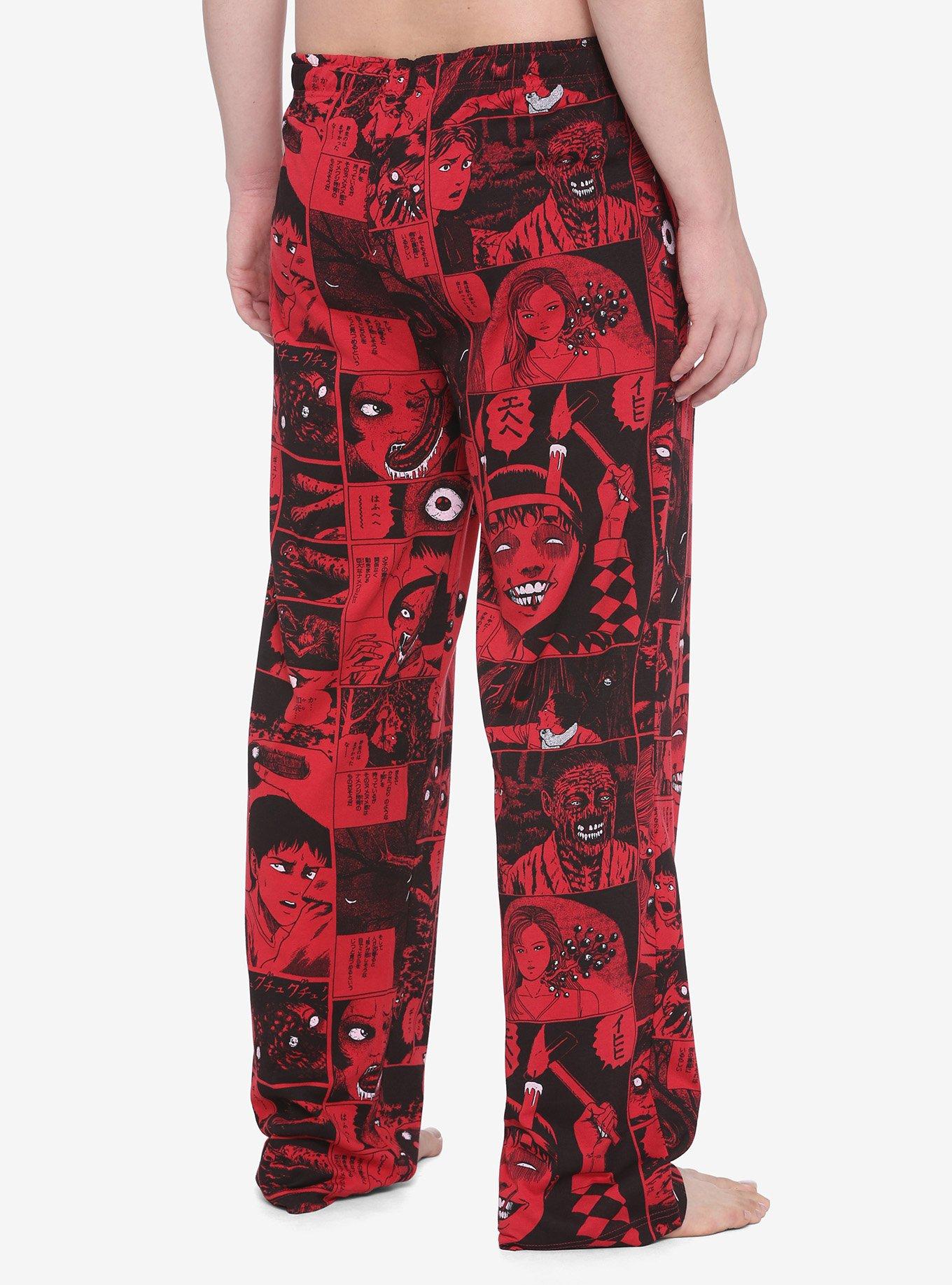 Junji Ito Panel Red Pajama Pants, RED, alternate